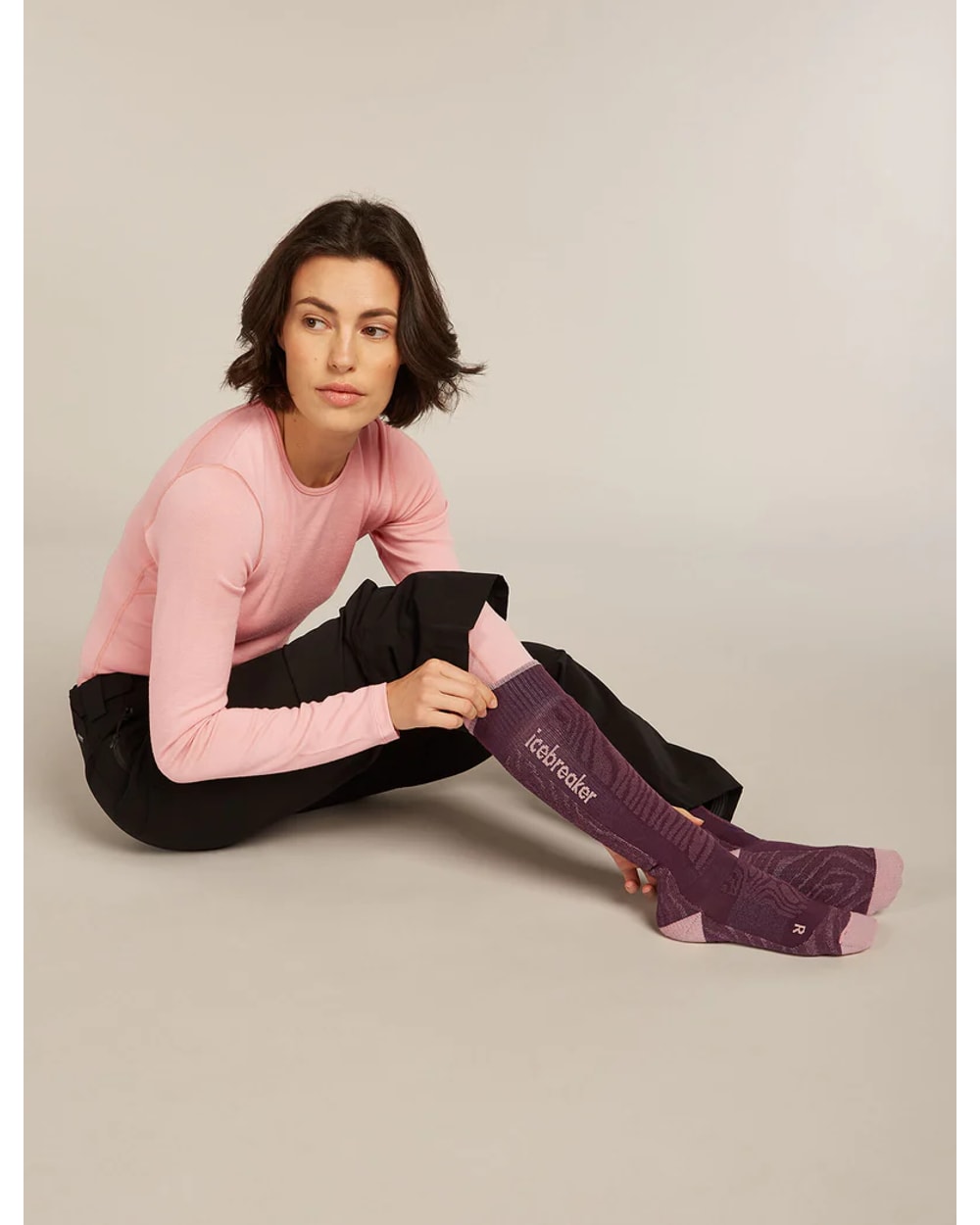 Icebreaker Women's Merino Blend Ski+ Medium Over The Calf Socks Mountain Contour