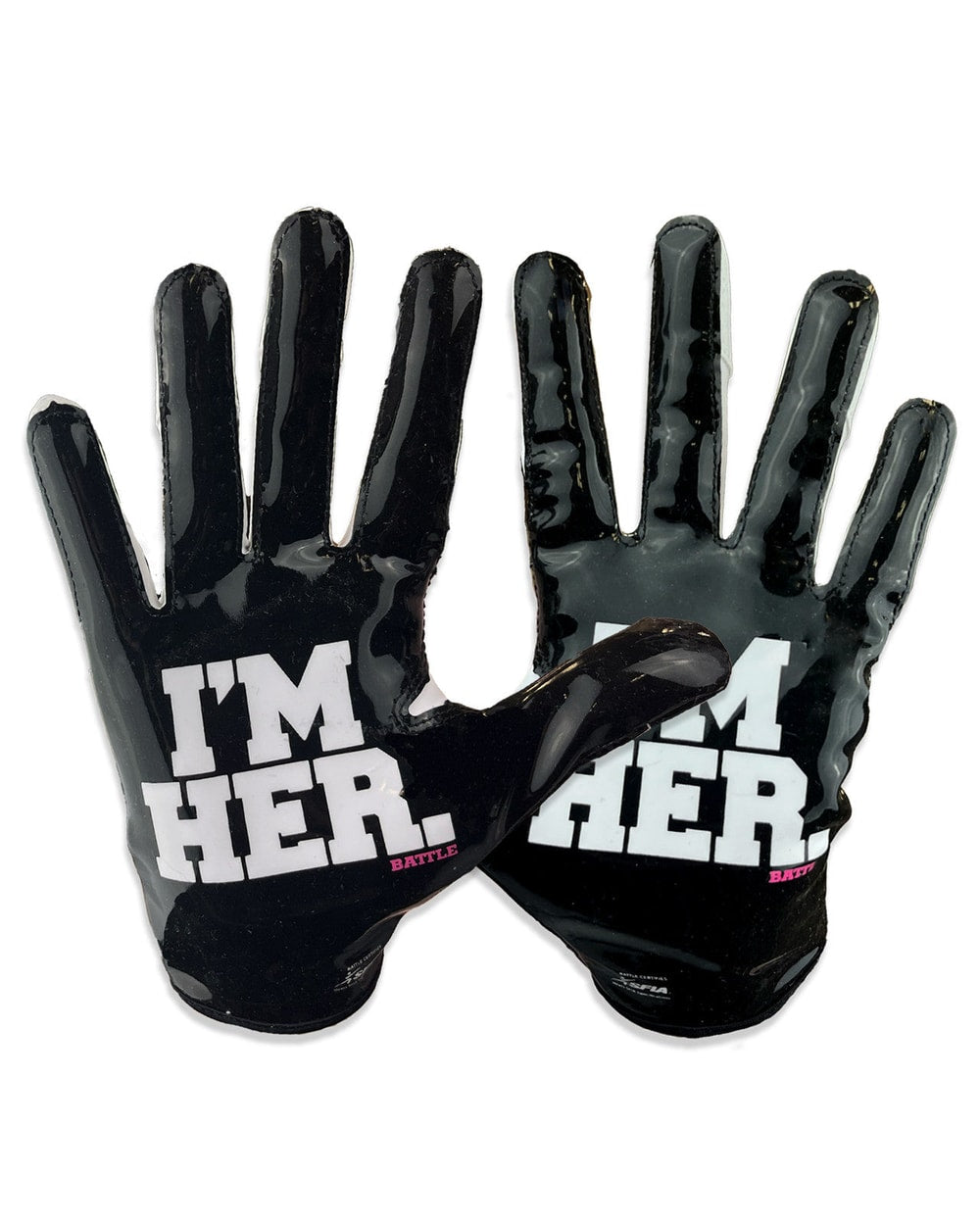 "I'm Her" Youth Bella Receiver Football Gloves - WHITE/BLACK
