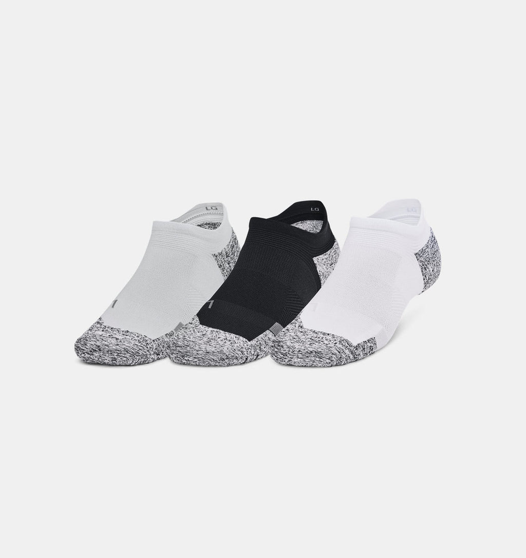 UA ArmourDry Pro 3-Pack No Show Socks - White/Grey/Black pack