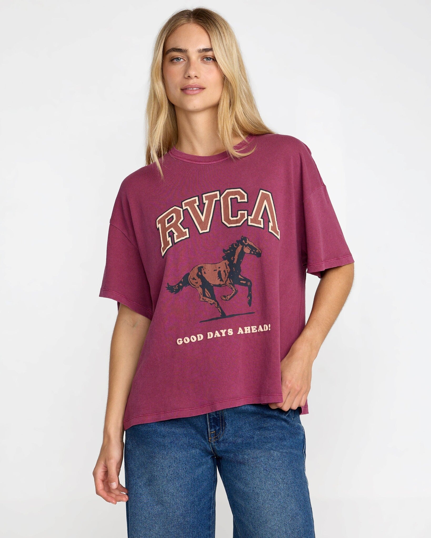 RVCA Move On Boyfriend Tee - Mulberry