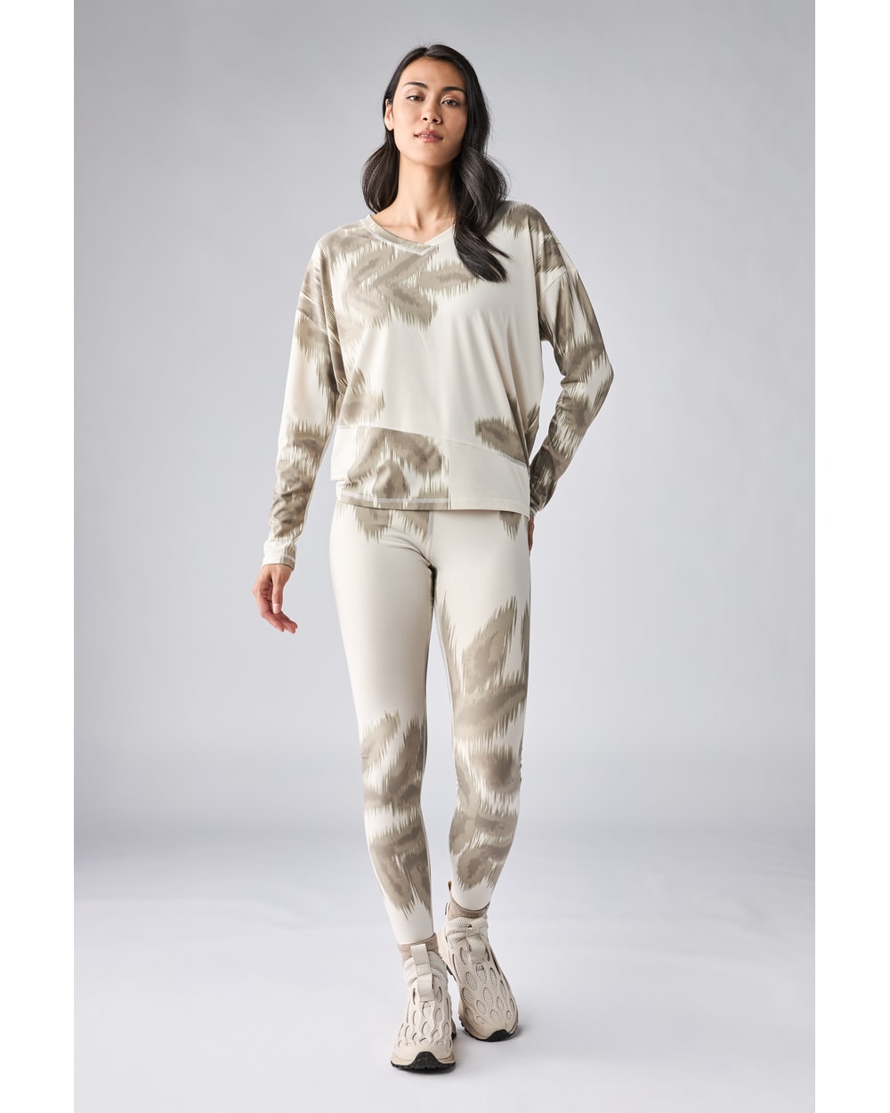 Indyeva Women's Veloz II Long Sleeve Shirt - Dune Frostfall Print - front