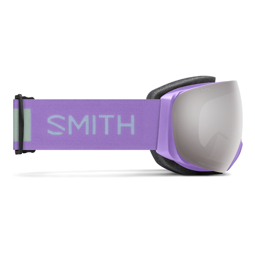 Smith Women's I/O Mag S Goggle in Light Lavender with ChromaPop Sun Platinum Mirror lens - side