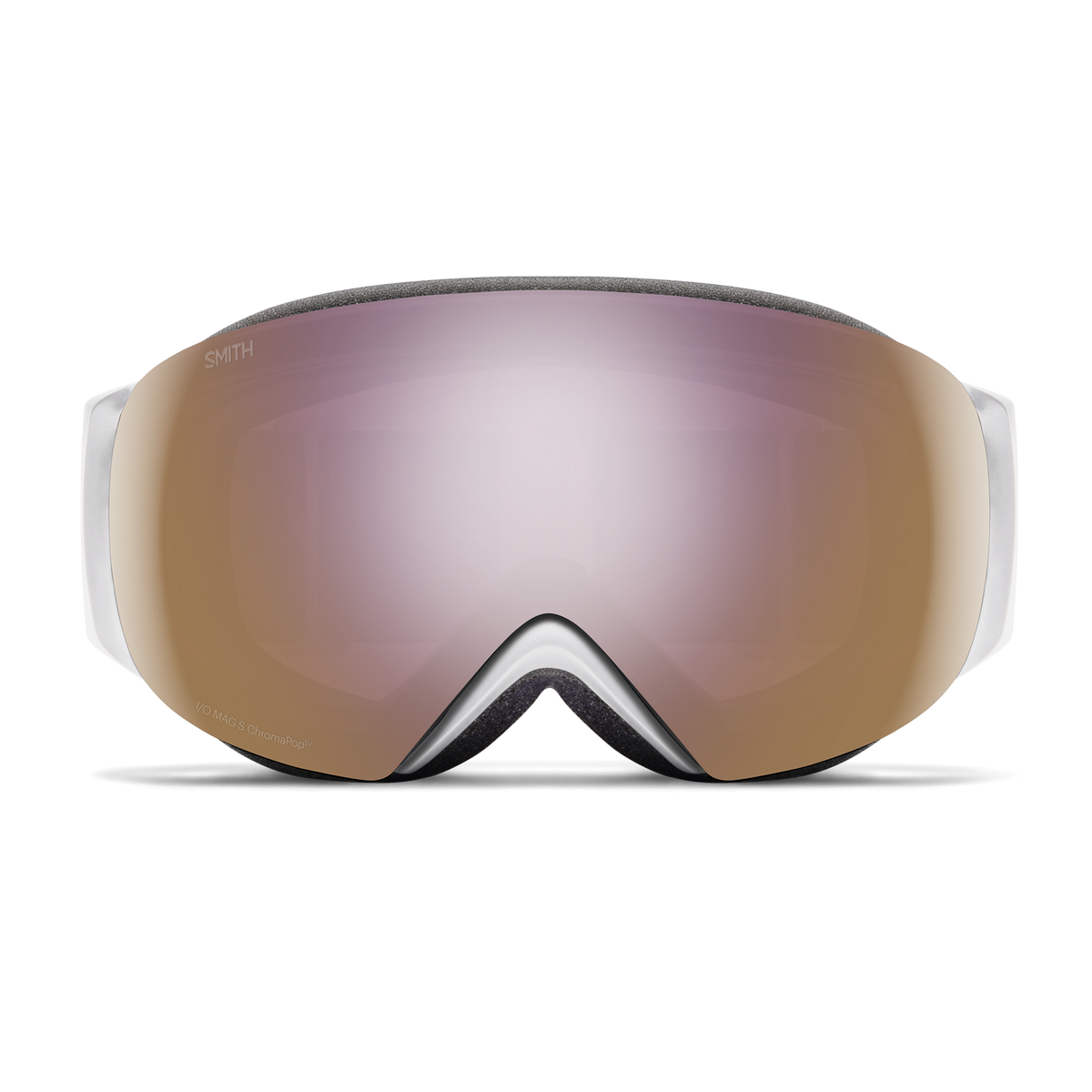 Smith Women's I/O Mag S Goggle - White Chunky Knit / ChromaPop Everyday Rose Gold Mirror, front view