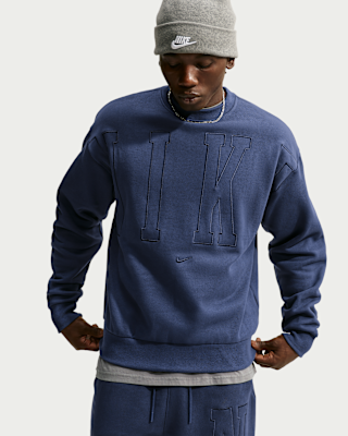 Nike Solo Fleece Loose Crew-Neck Sweatshirt - Midnight Navy, back