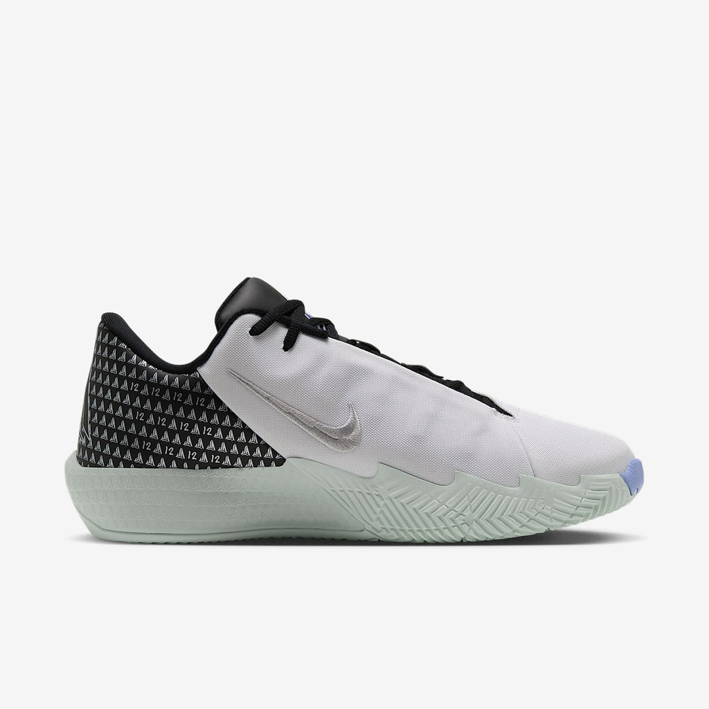 Nike Men's Ja Twelve Time Basketball Shoes - White/Barely Green/Cobalt Bliss/Metallic Silver, medial side view