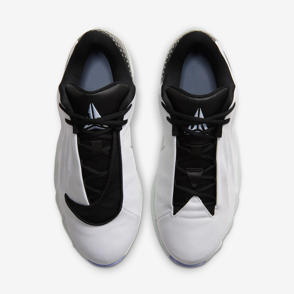 Nike Men's Ja Twelve Time Basketball Shoes - White/Barely Green/Cobalt Bliss/Metallic Silver, top-down view