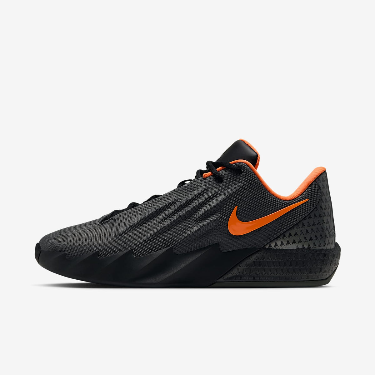 Nike Men's Ja Twelve Time Basketball Shoes - Black/Iron Grey/Dark Smoke Grey/Total Orange, lateral side view