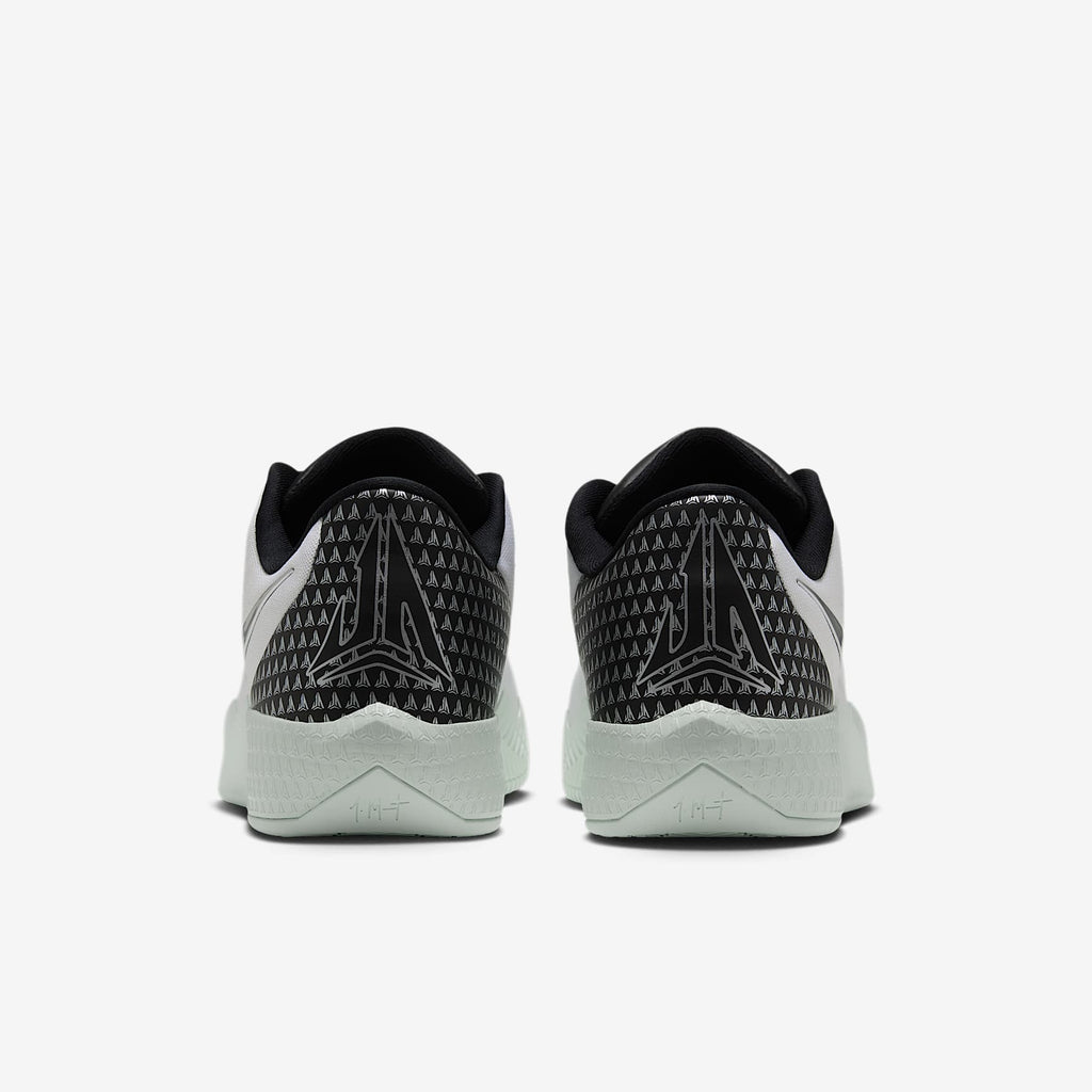 Nike Men's Ja Twelve Time Basketball Shoes - White/Barely Green/Cobalt Bliss/Metallic Silver, heel view