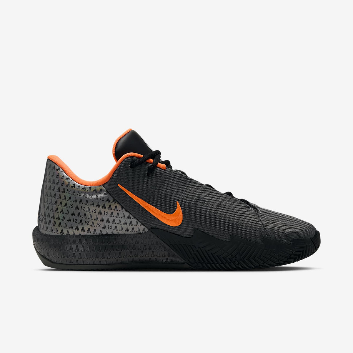Nike Men's Ja Twelve Time Basketball Shoes - Black/Iron Grey/Dark Smoke Grey/Total Orange, medial side view