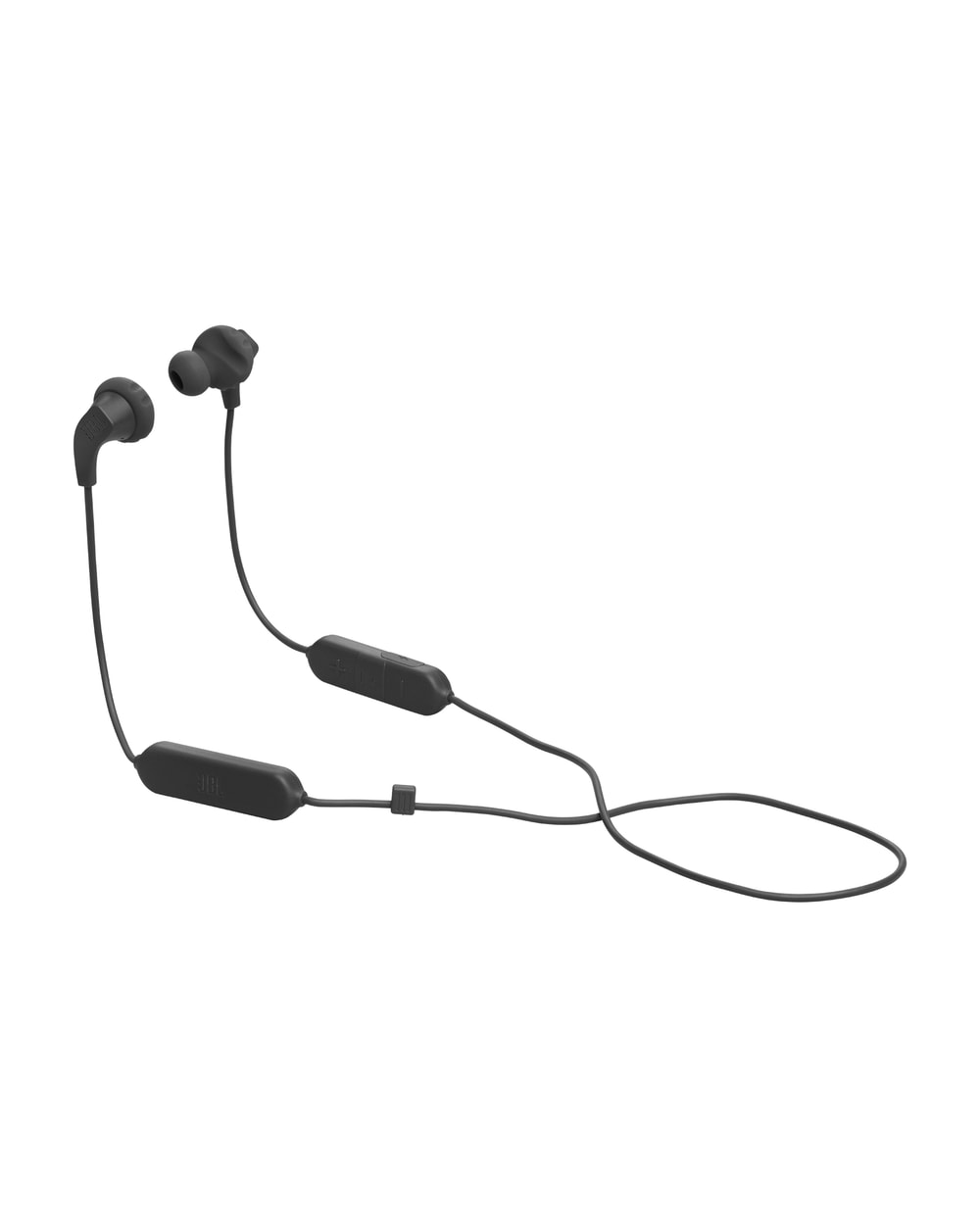 JBL Endurance Run 2 Wireless earbuds in black, full product hero view