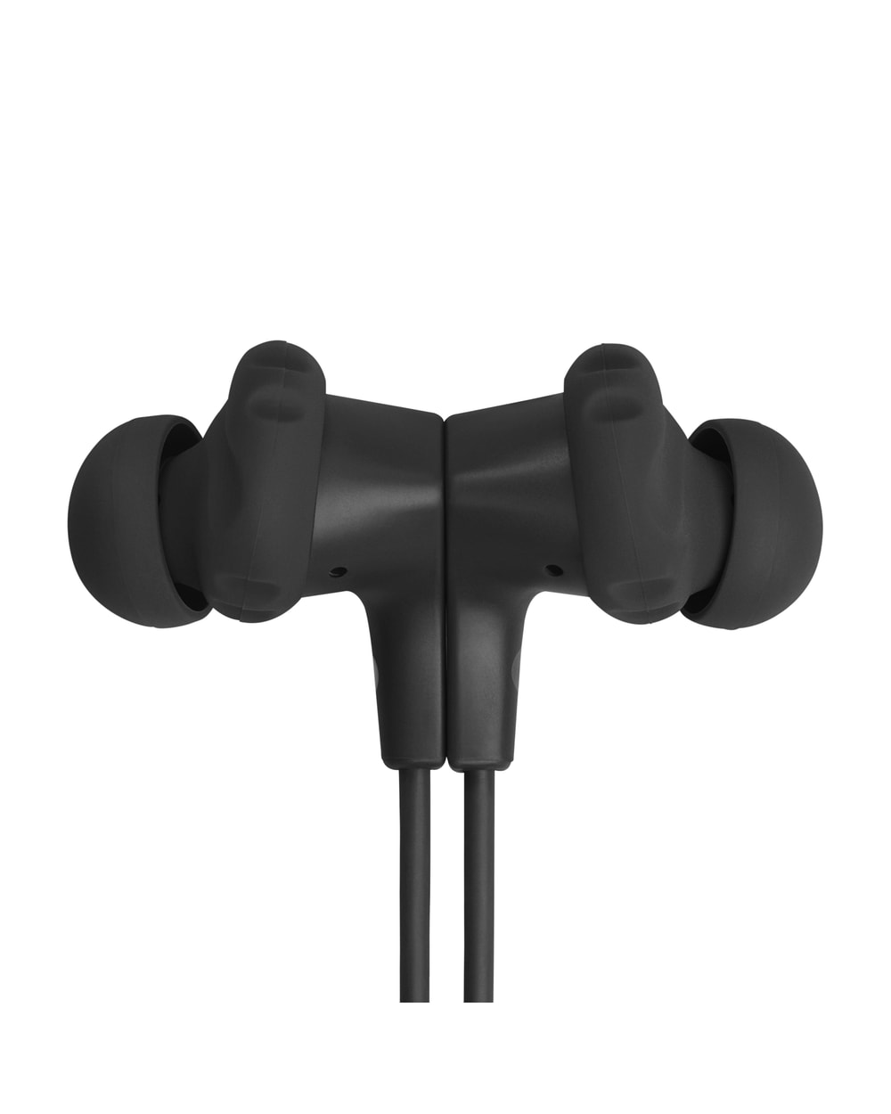 JBL Endurance Run 2 Wireless earbuds in black, magnetic earbuds clipped together