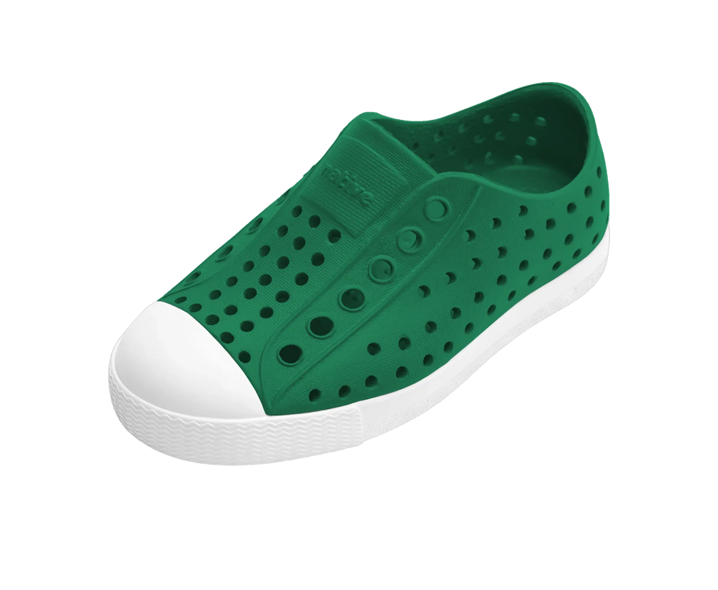 Native Child Jefferson Shoes - Hunter Green/Shell White - three-quarter front
