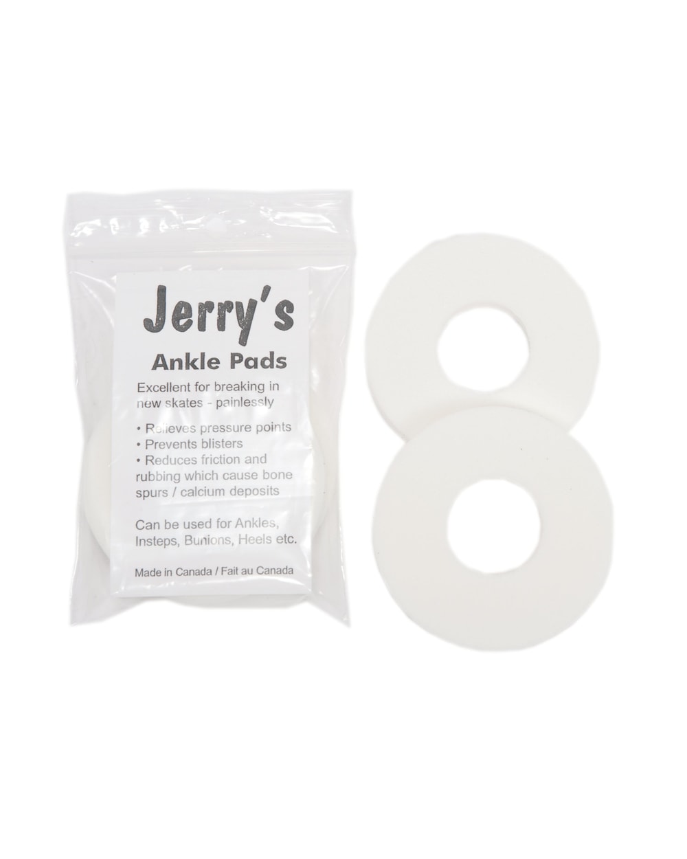 Jerry's Ankle Blister Pads, pack of 2, white foam pads