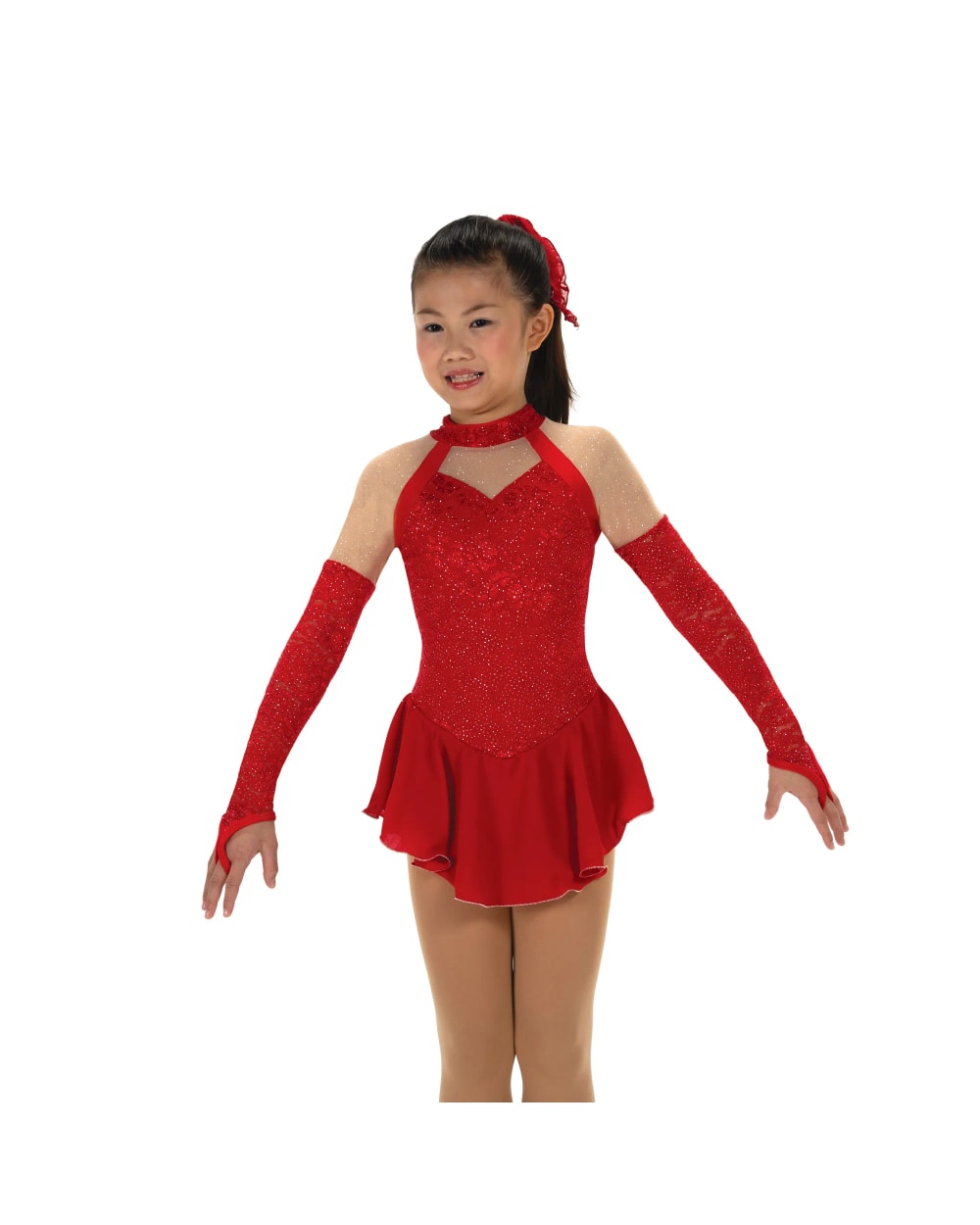 Jerrys Skating World Opera Gloves Dress - Ruby Red