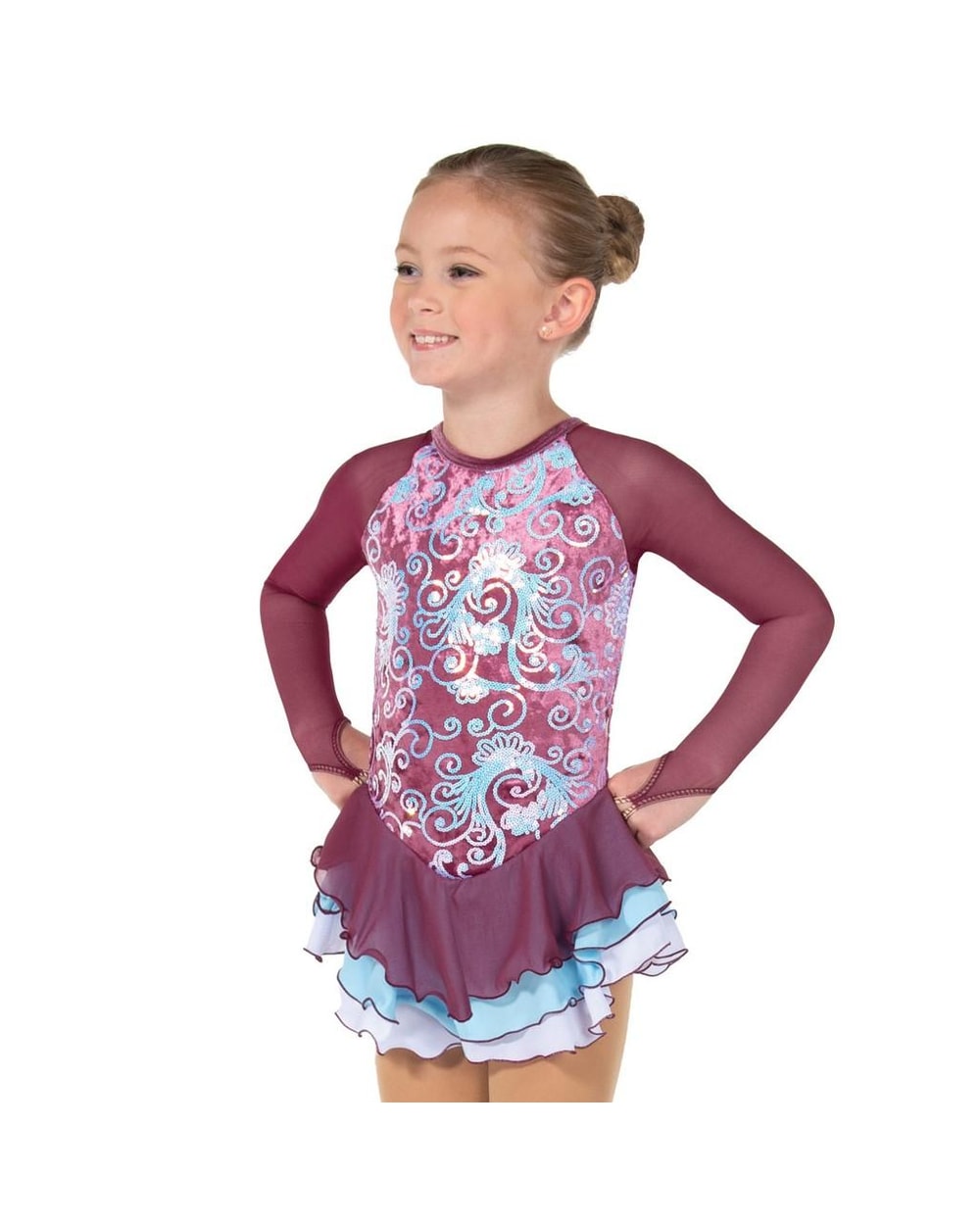 Jerrys Skating World Sequin Sea Queen Dress - Sangria Pearl