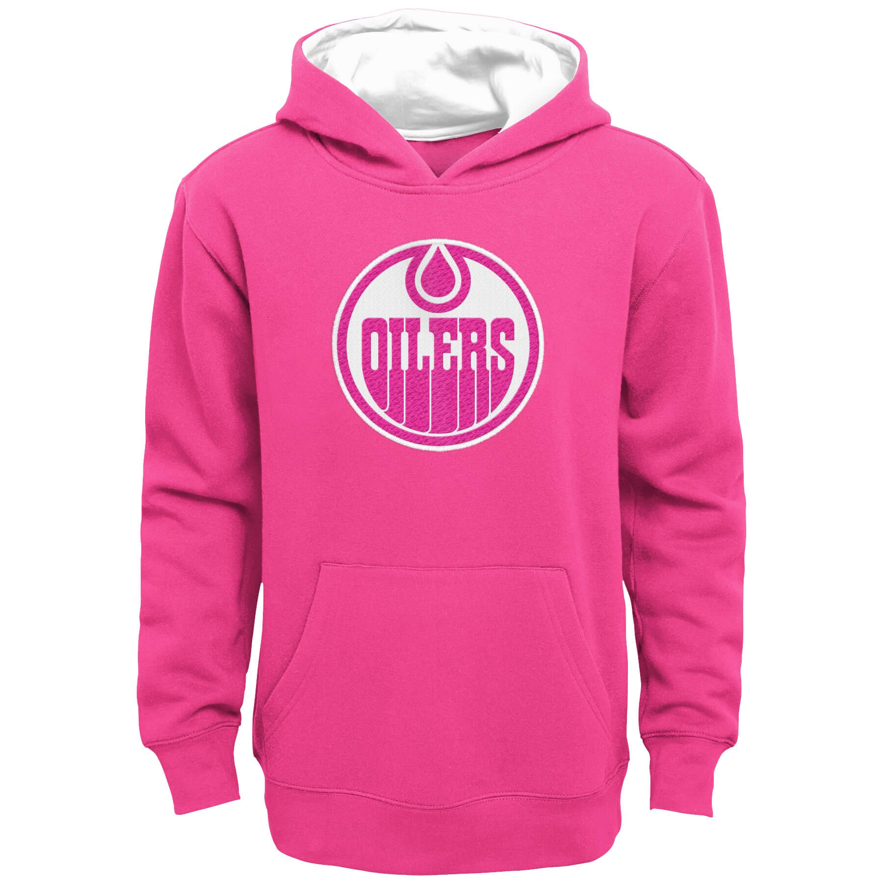 Outerstuff Girls Youth Edmonton Oilers Pink Fleece Pullover Hoodie