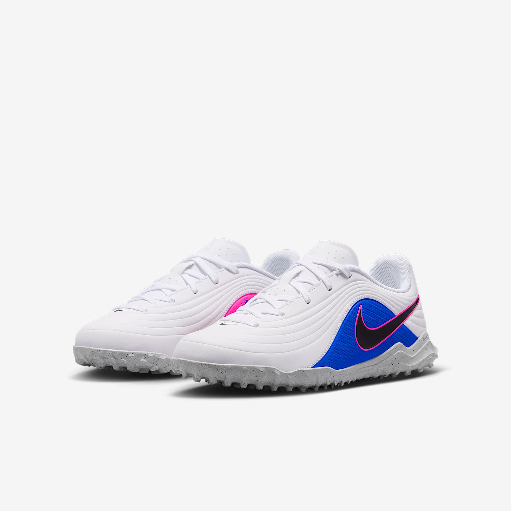 Nike Jr. Tiempo Maestro Club Turf Soccer Shoes - White/Racer Blue/Pink Blast/Black - view 5