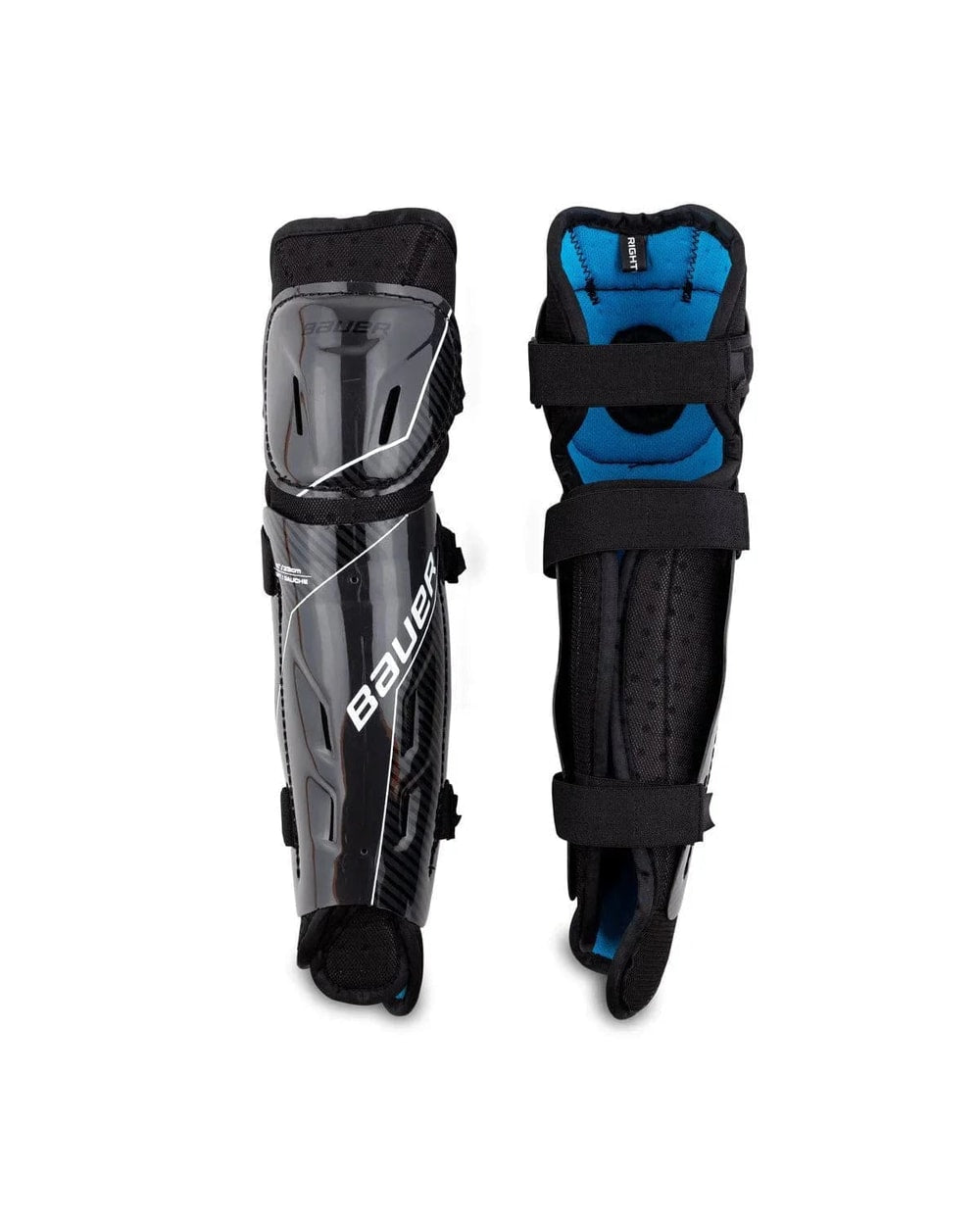 Junior Bauer S18 Pro ST Shin Guards, front and back flat view