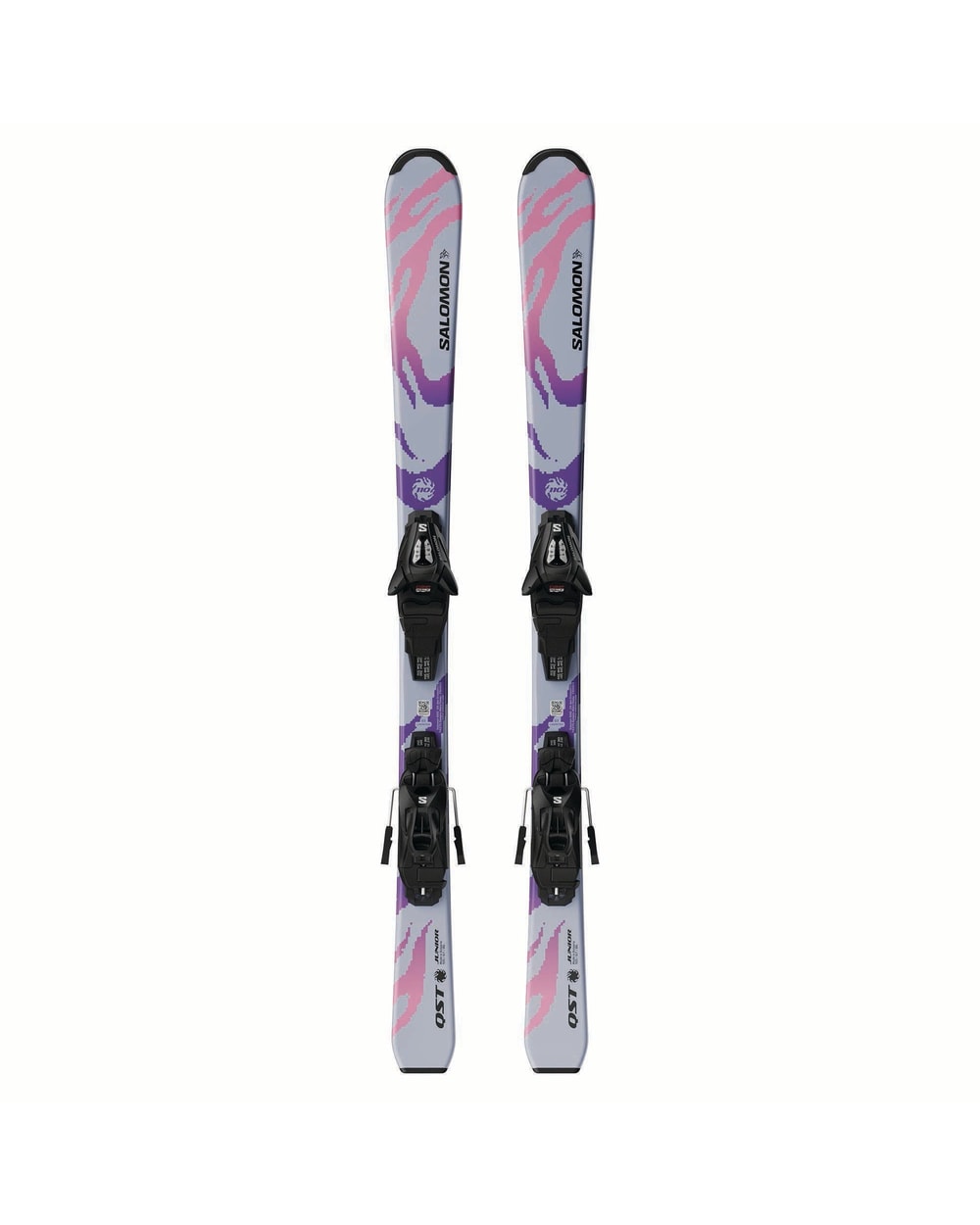 Salomon Junior QST S skis with C5 bindings in Cosmic Sky