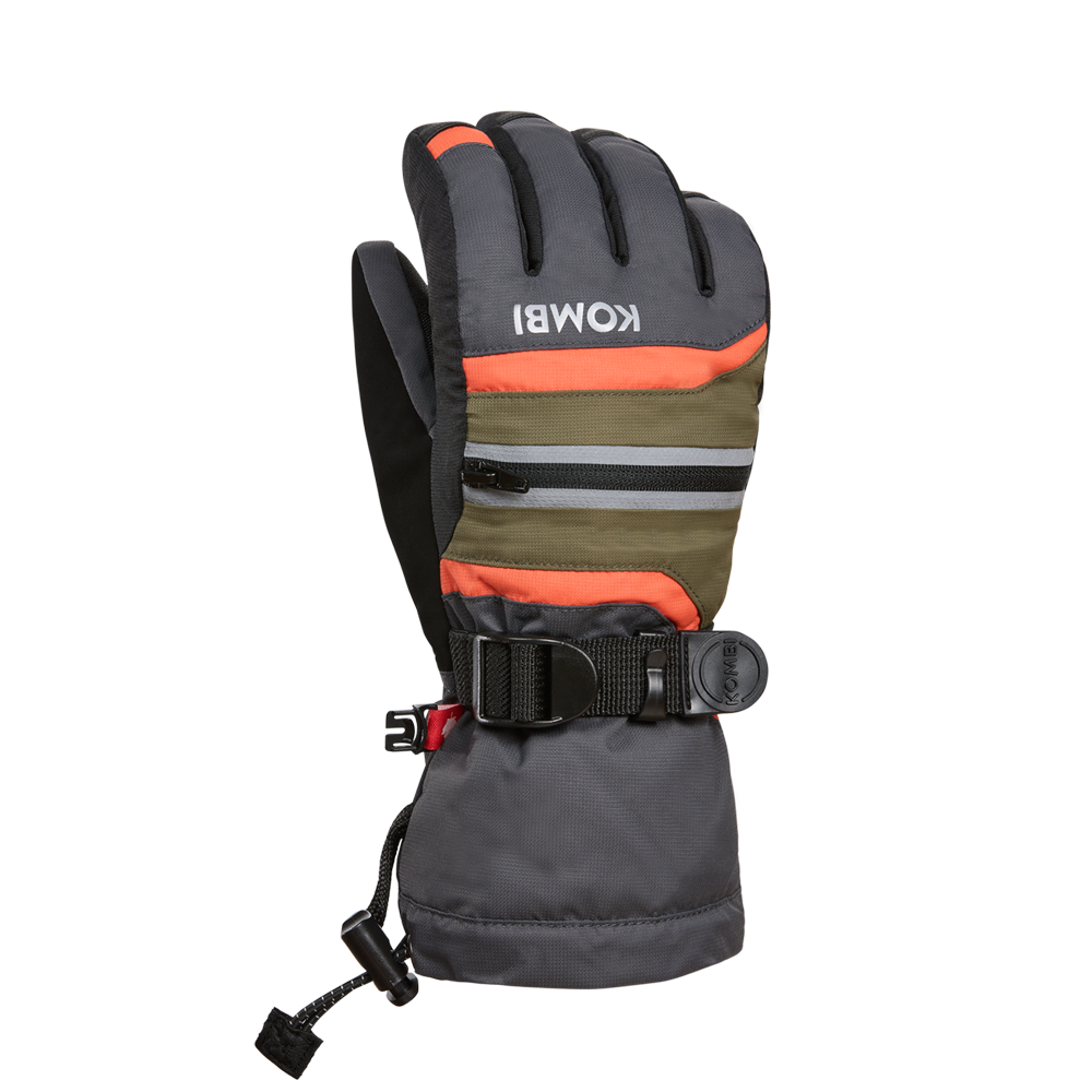 Kombi Yolo Primaloft Glove - CHARCOAL WITH FERN AND KOMBI RED - front