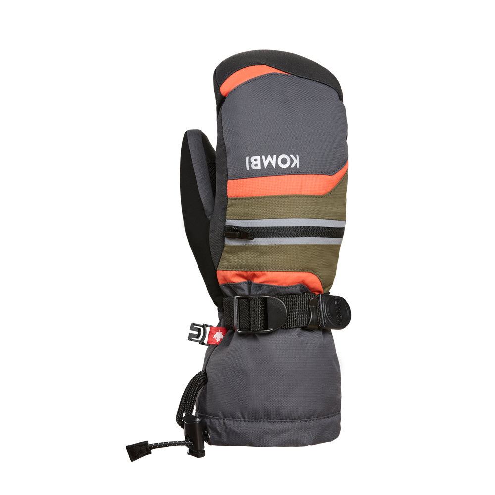 Kombi Yolo Youth Primaloft Mitt - CHARCOAL WITH FERN AND KOMBI RED - front