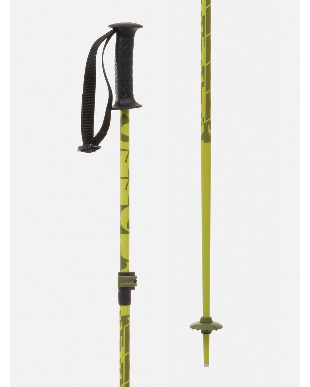 K2 Boys' Sprout Adjustable Ski Poles - Green, grip and basket detail