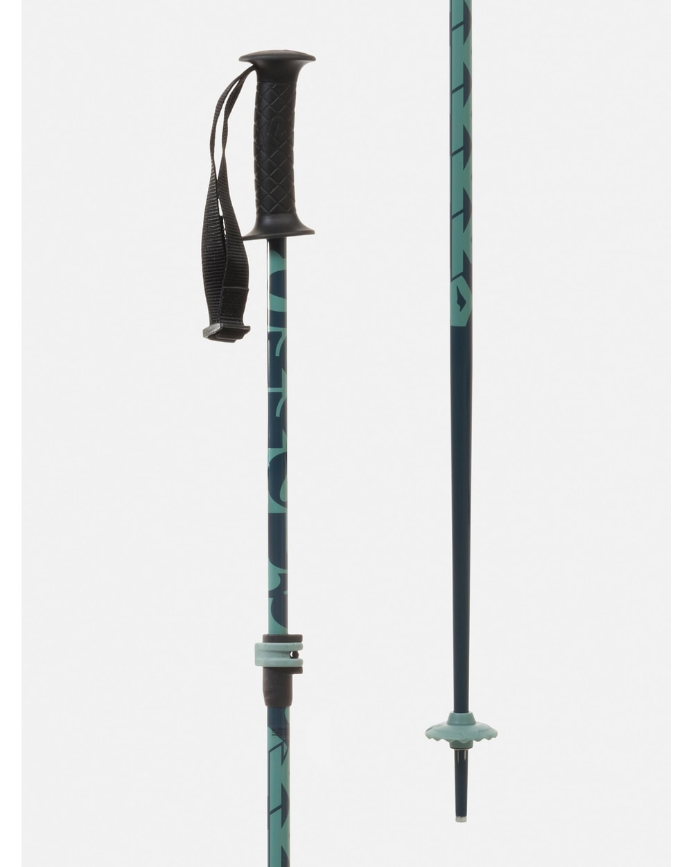 K2 Girls' Sprout Adjustable Ski Poles - Green, grip and basket detail