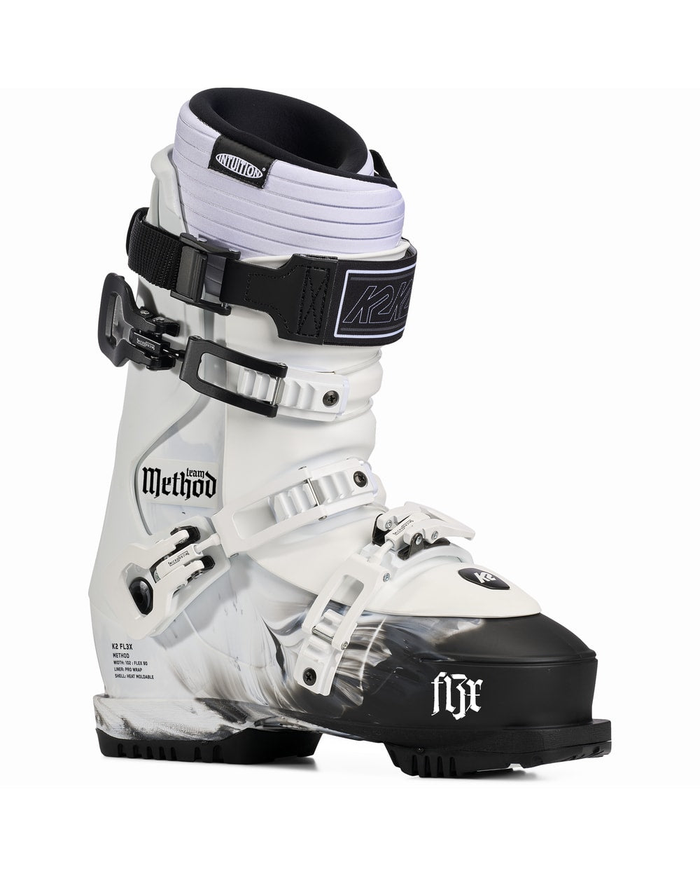 K2 Men's Method Team Ski Boots 2027 - White/Black, front three-quarter view