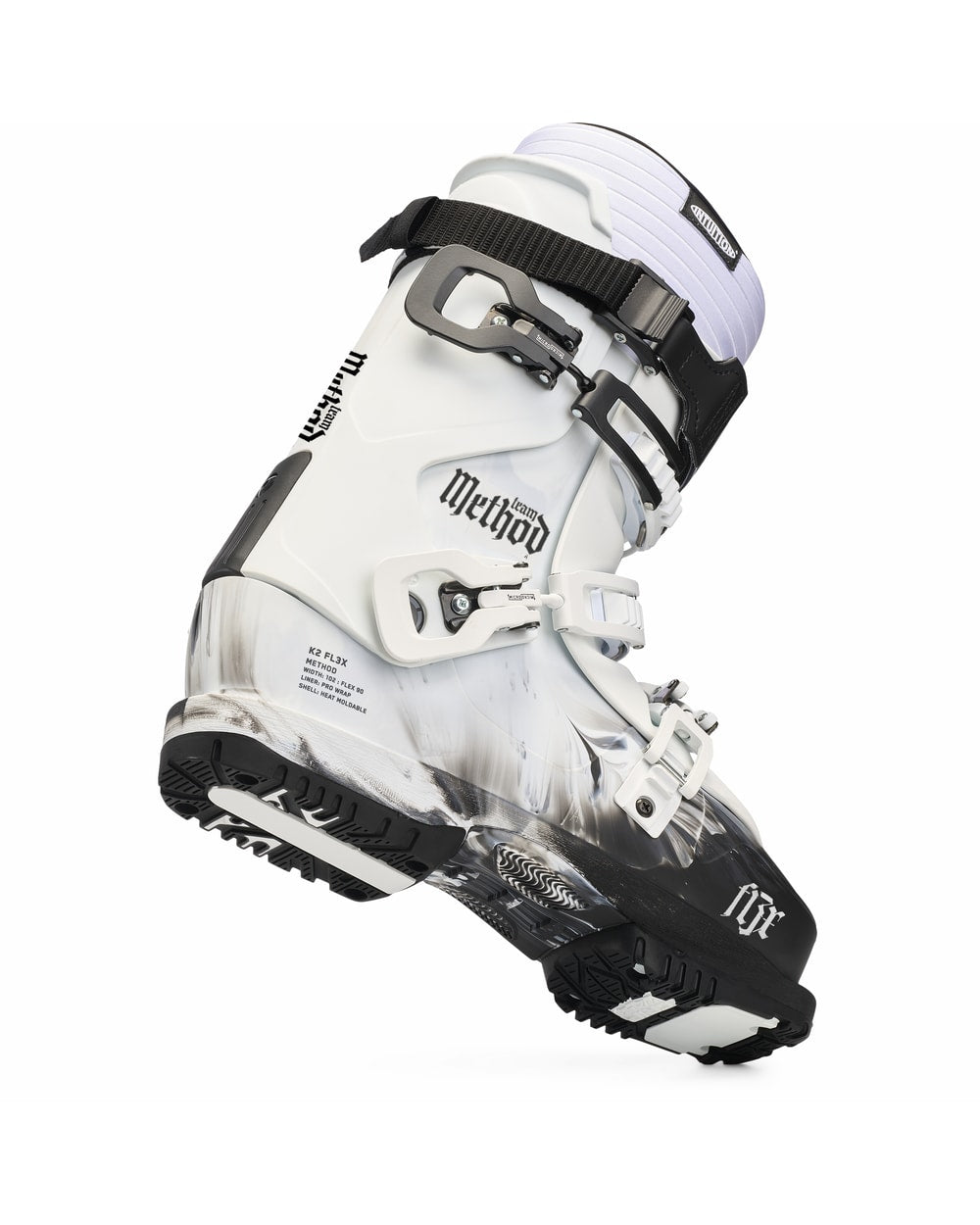 K2 Men's Method Team Ski Boots 2027 - White/Black, sole three-quarter view