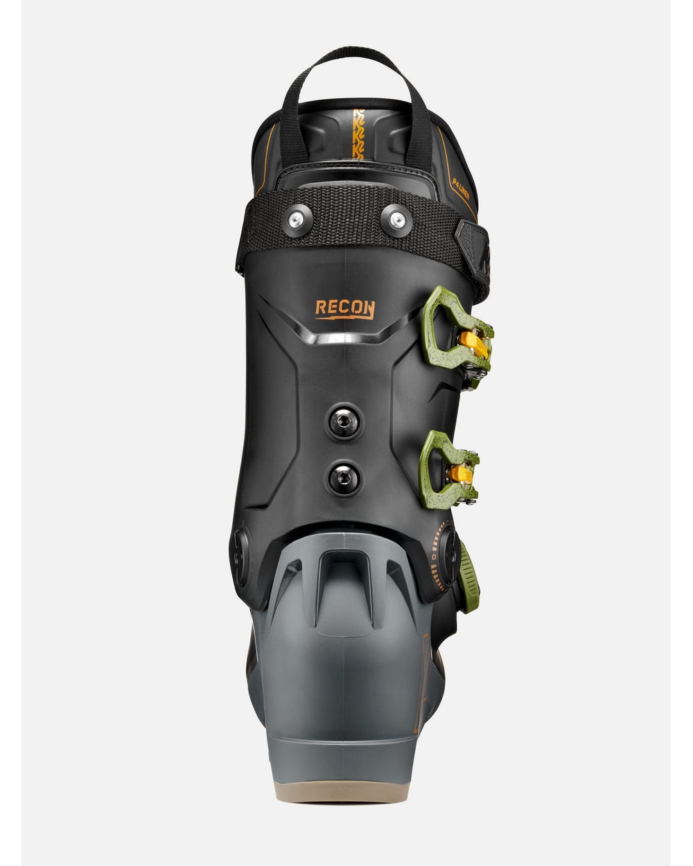 K2 Men's Recon 100 BOA Ski Boots 2027 - Black/Grey/Green, rear view