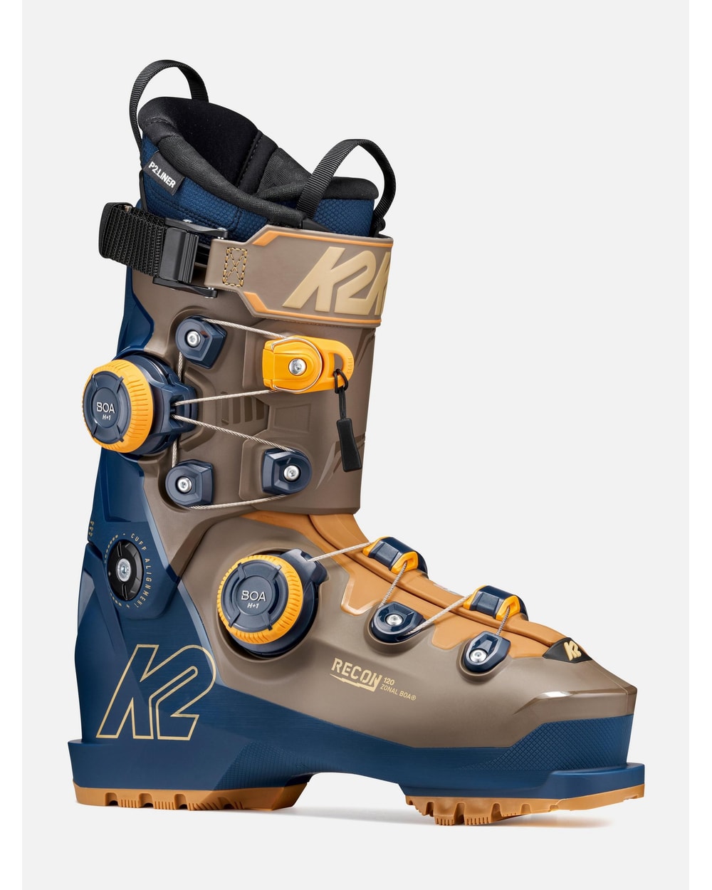 K2 Men's Recon 120 Zonal BOA Ski Boots 2027 - Blue/Bronze, front three-quarter view