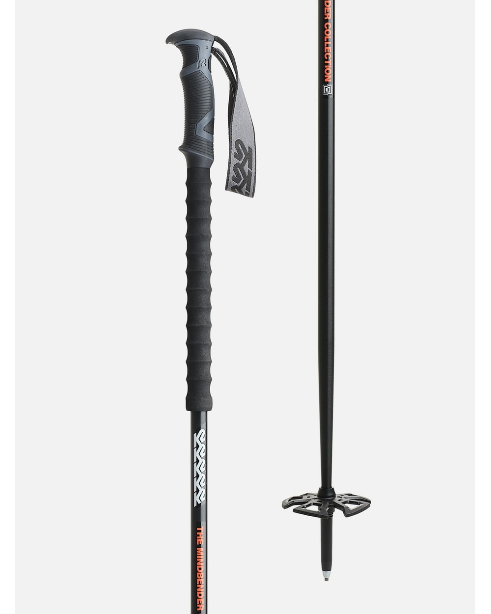 K2 Mindbender Ski Poles - Black, grip and basket detail
