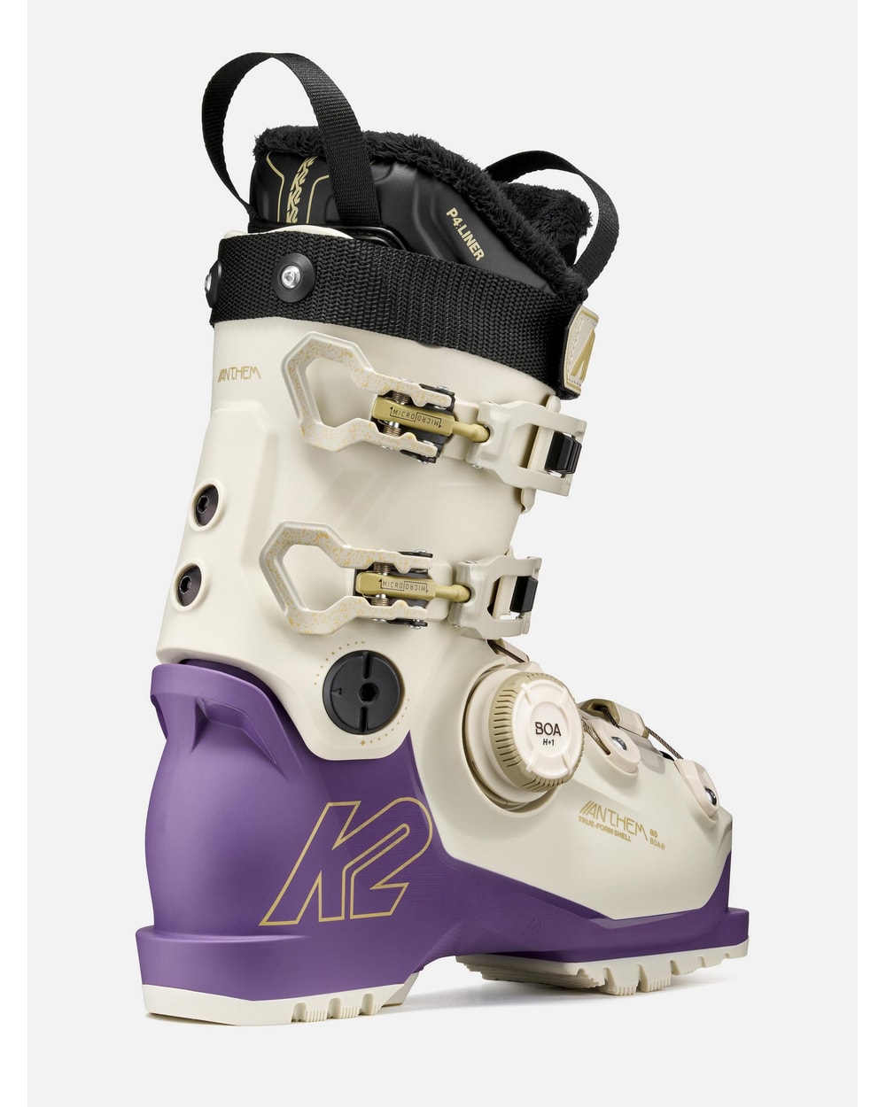 K2 Women's Anthem 85 BOA Ski Boots 2027 - Cream/Purple, rear three-quarter view