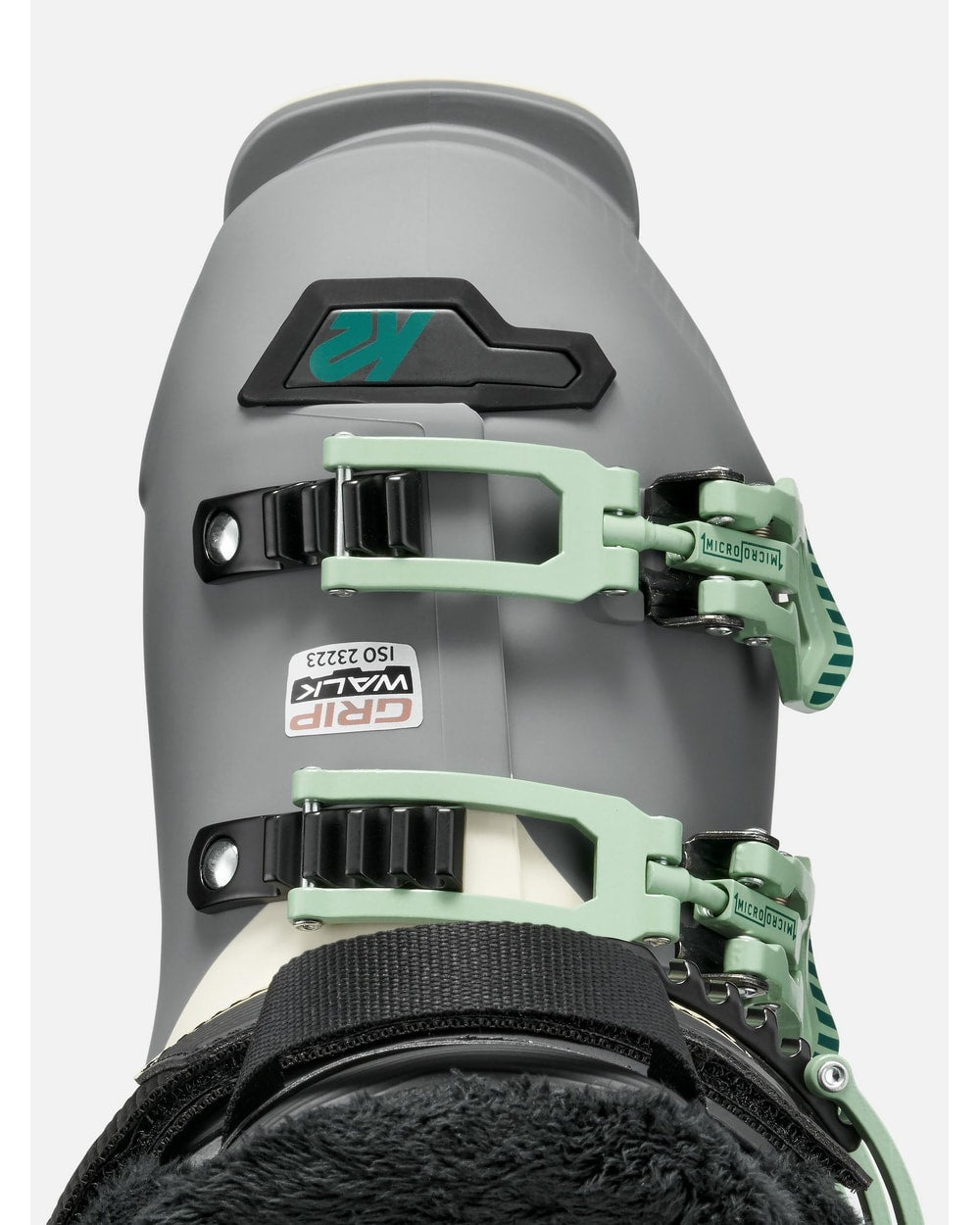 K2 Women's BFC 85 Ski Boots 2027 - Grey/Black/Mint, instep top view