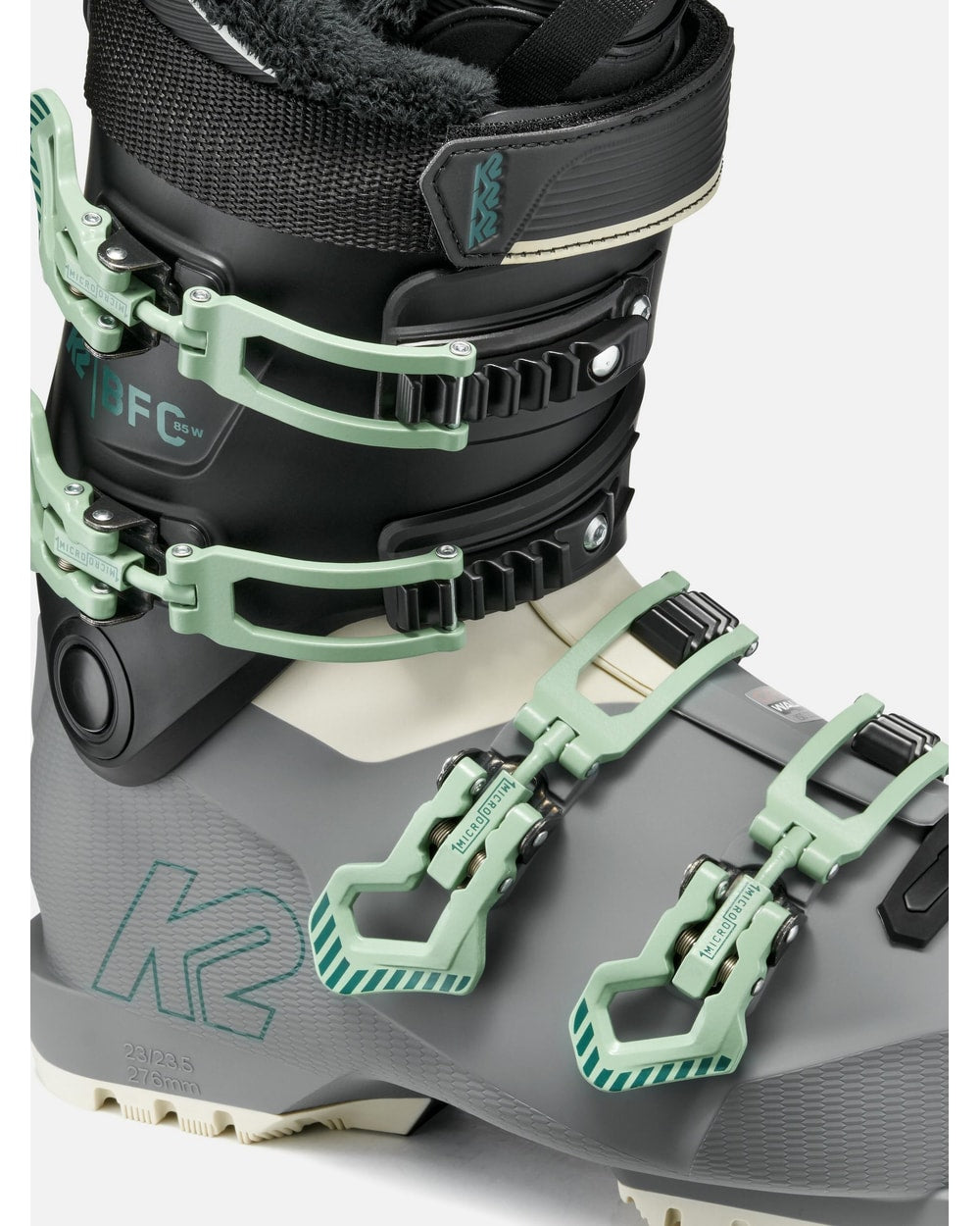 K2 Women's BFC 85 Ski Boots 2027 - Grey/Black/Mint, detail view