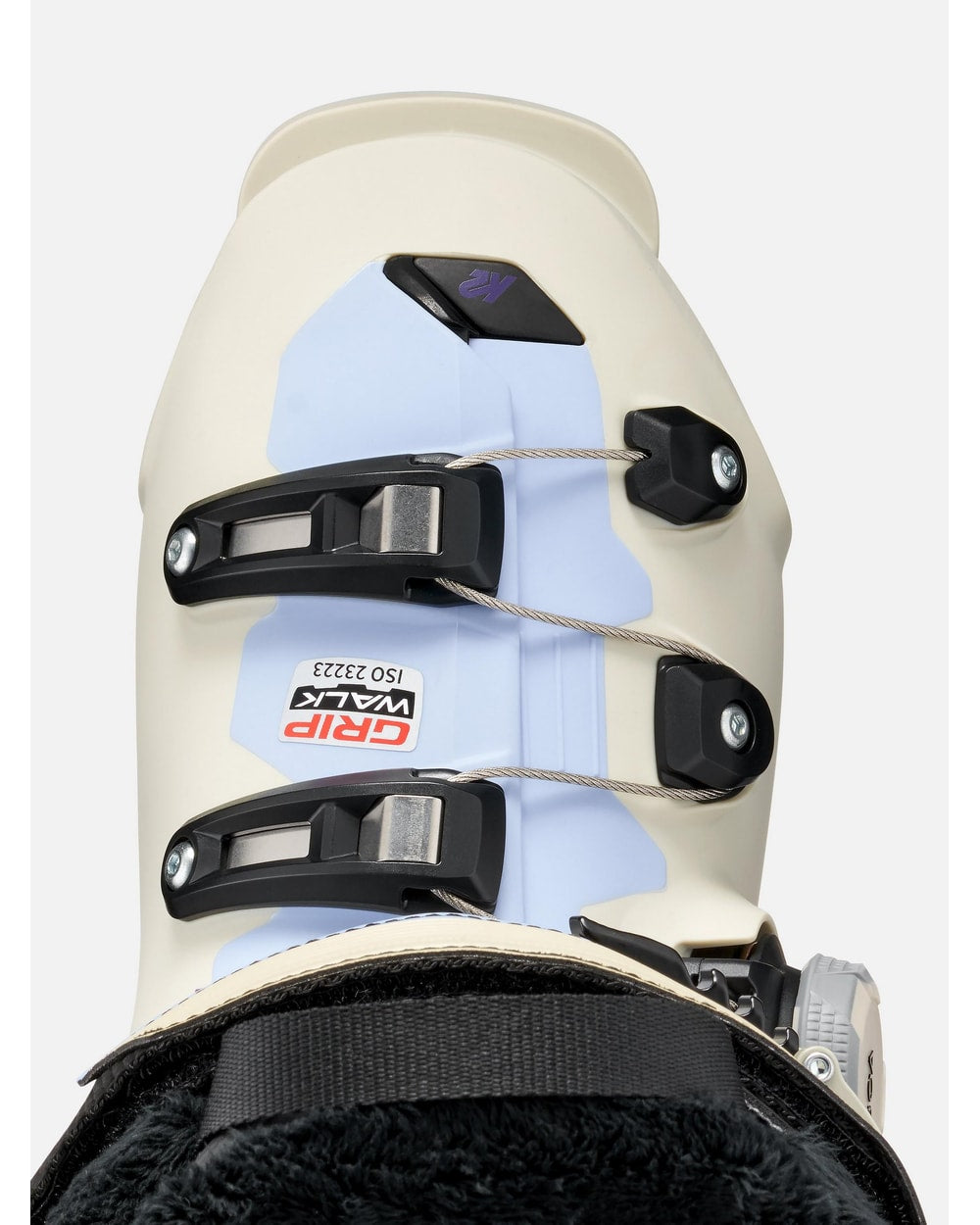 K2 Women's BFC 95 BOA Ski Boots 2027 - Cream/Light Blue, instep top view