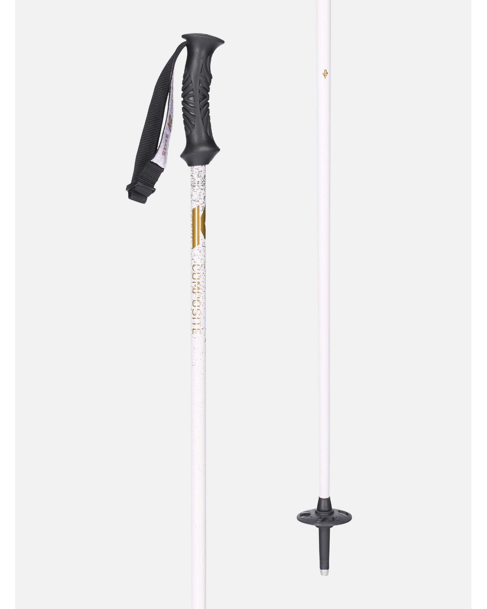 K2 Women's Style Composite Ski Poles - White, grip and basket detail