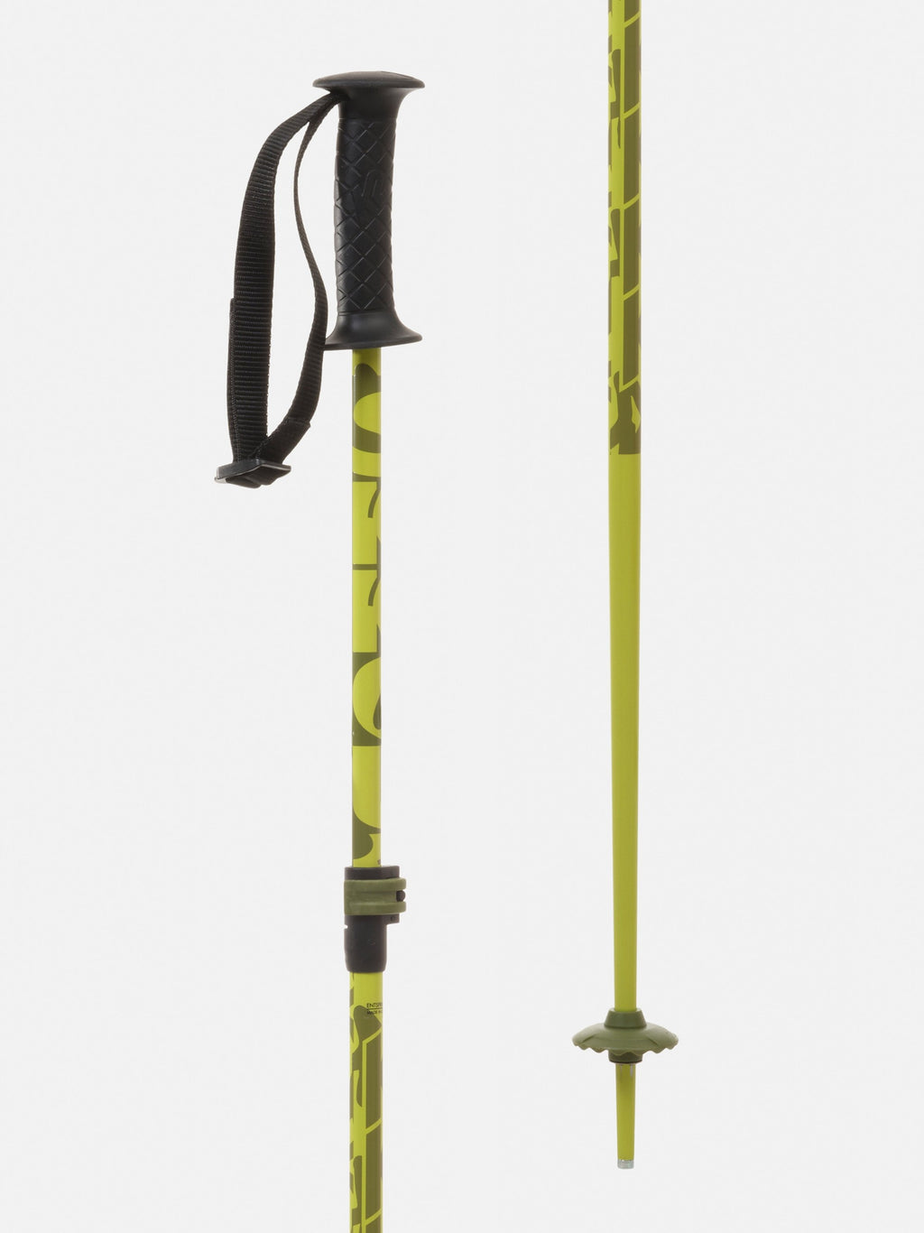 K2 Boys' Sprout Adjustable Ski Poles - Green, grip and basket detail