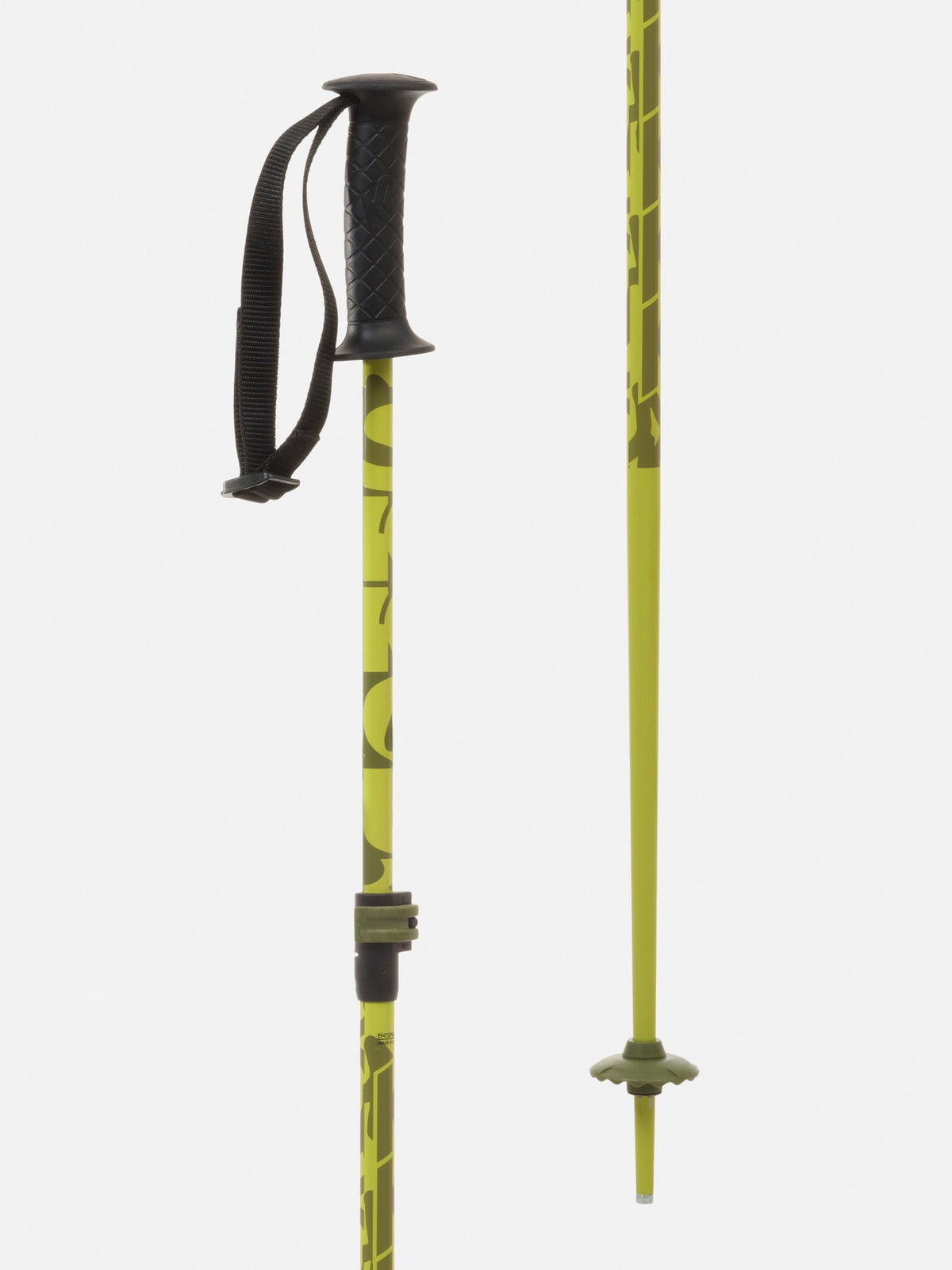 K2 Boys' Sprout Adjustable Ski Poles - Green, grip and basket detail