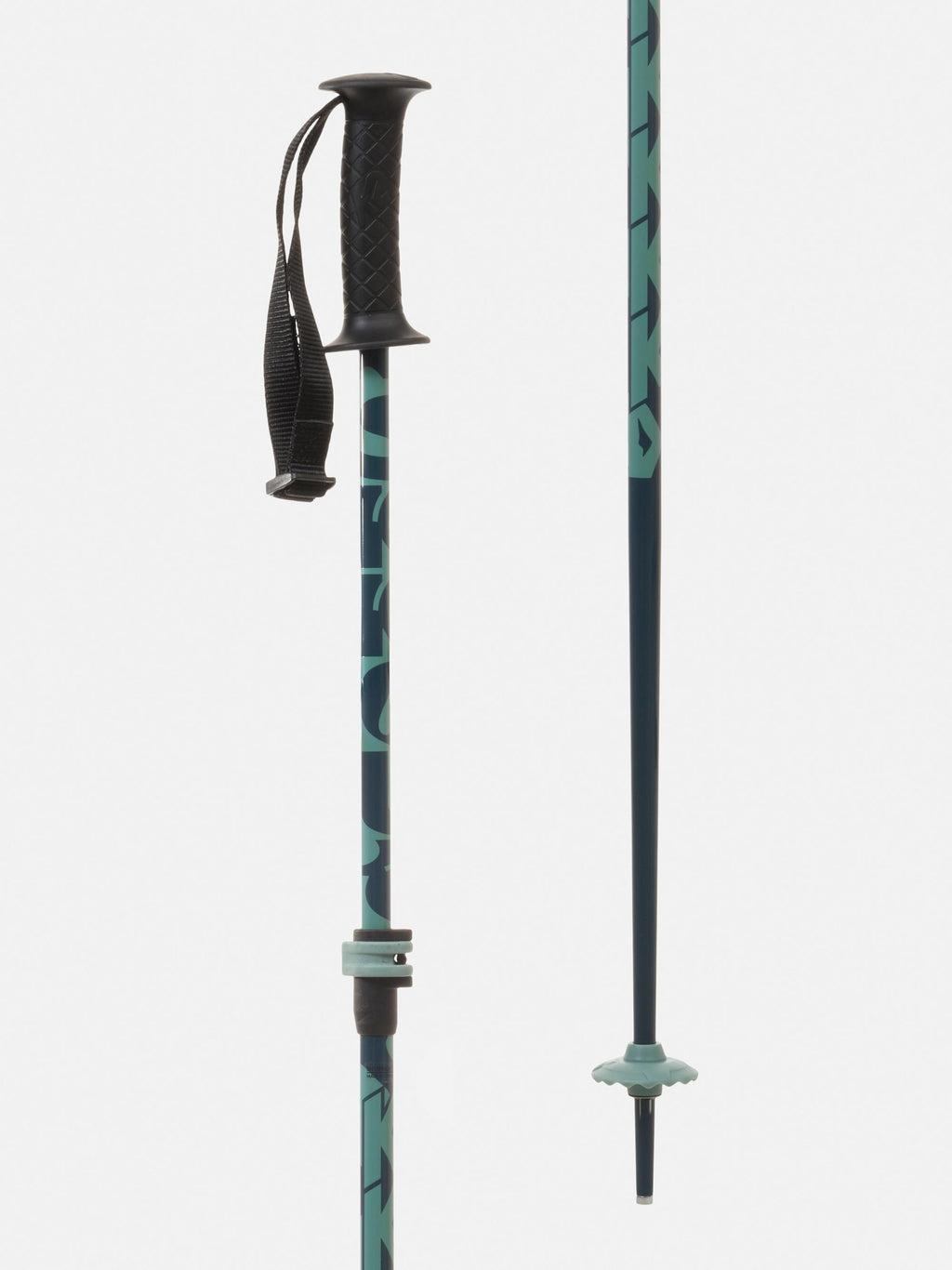K2 Girls' Sprout Adjustable Ski Poles - Green, grip and basket detail