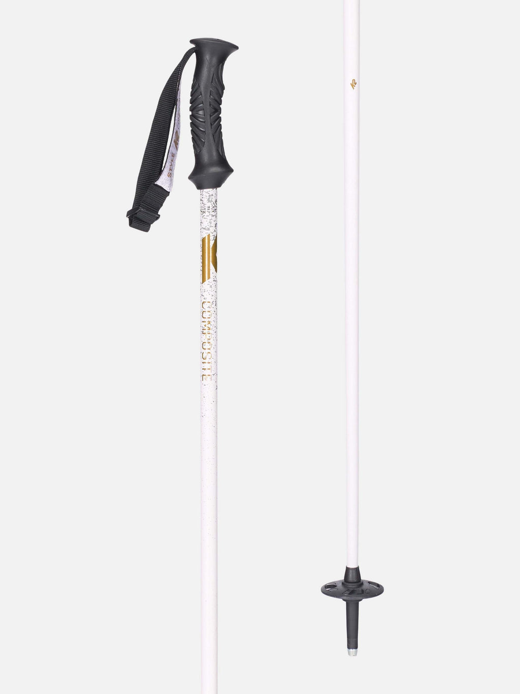 K2 Women's Style Composite Ski Poles - White, grip and basket detail