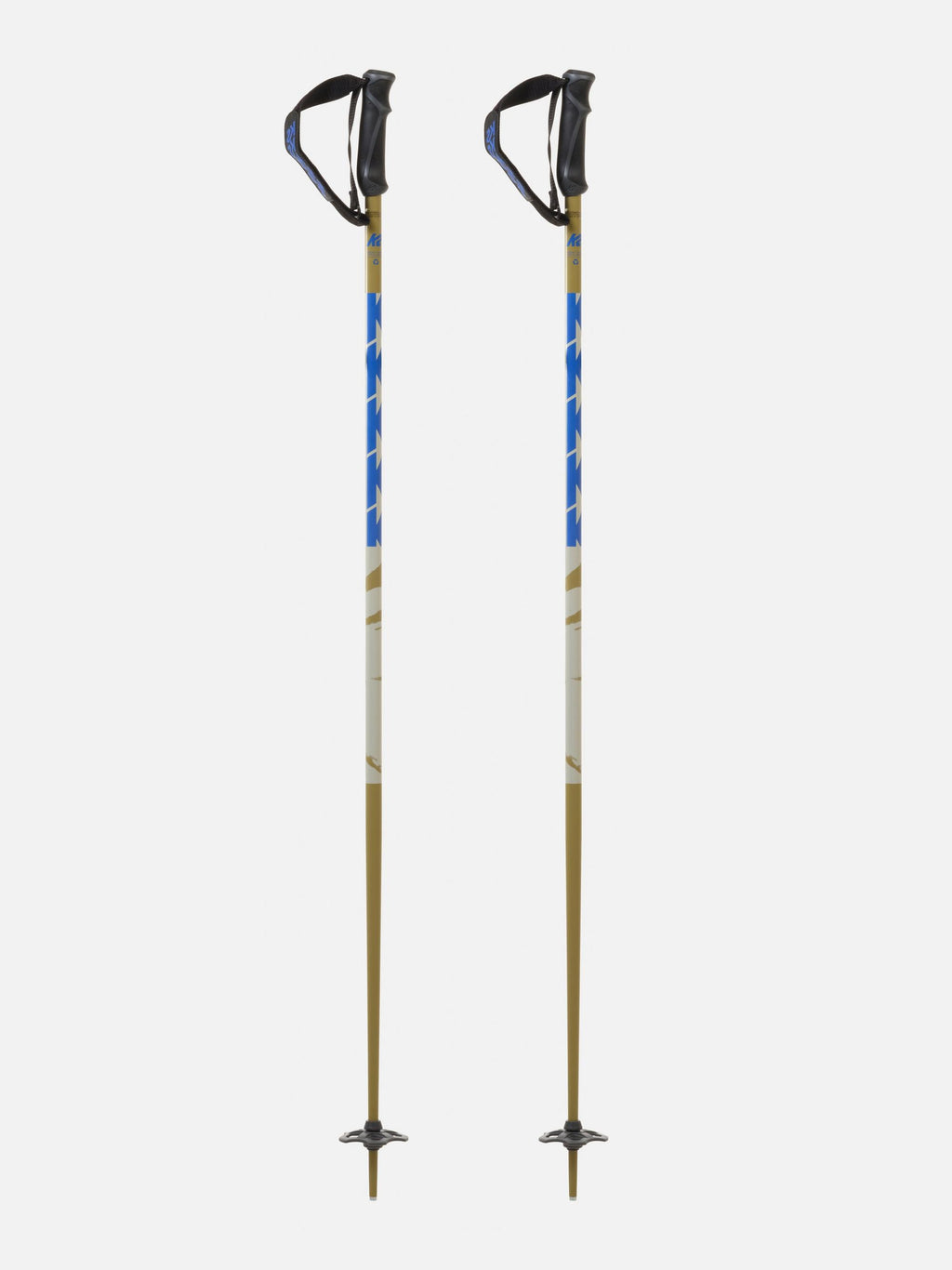 K2 Freeride 18 Ski Poles - Khaki/Blue, full view