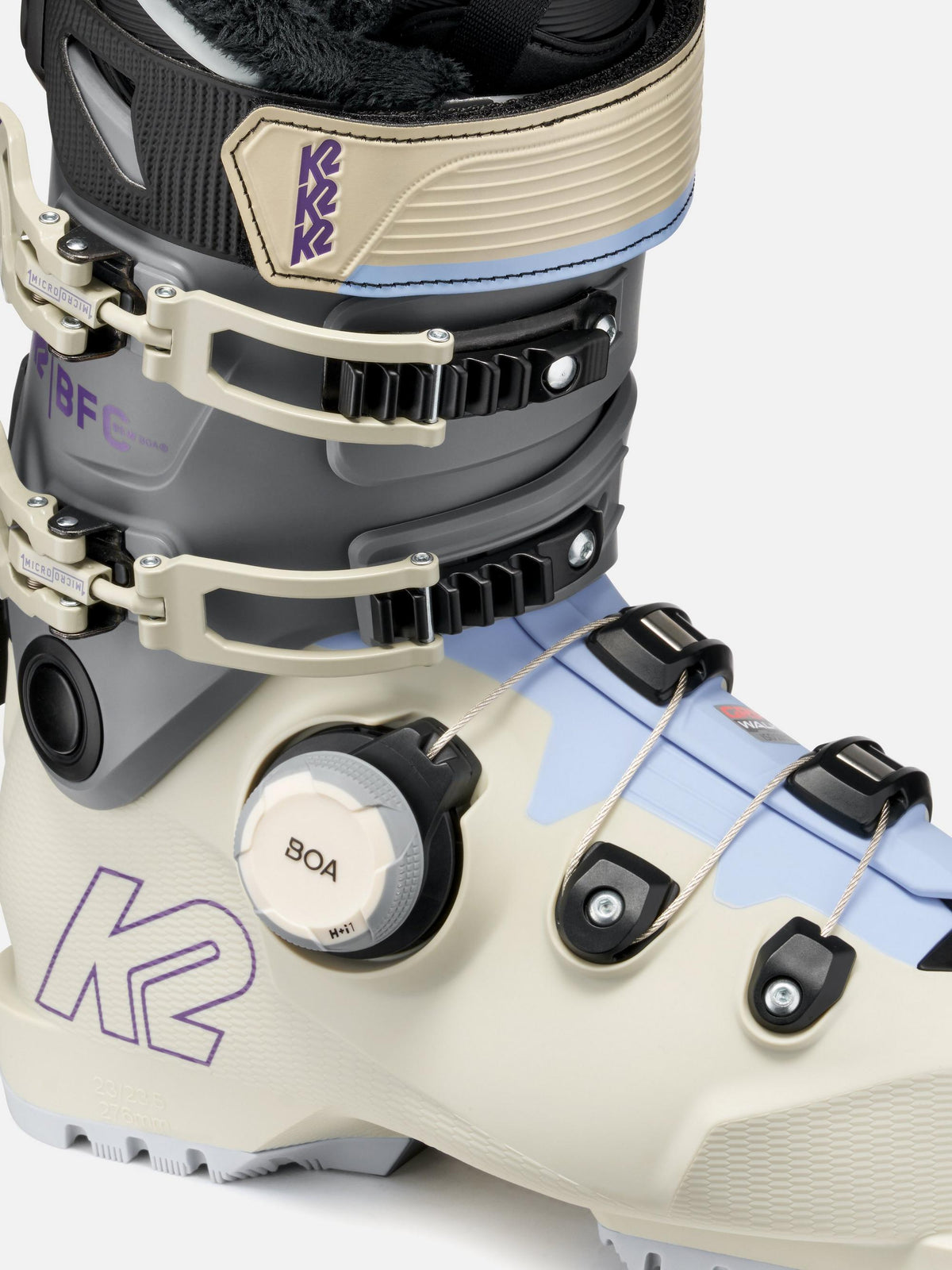 K2 Women's BFC 95 BOA Ski Boots 2027 - Cream/Light Blue, detail view