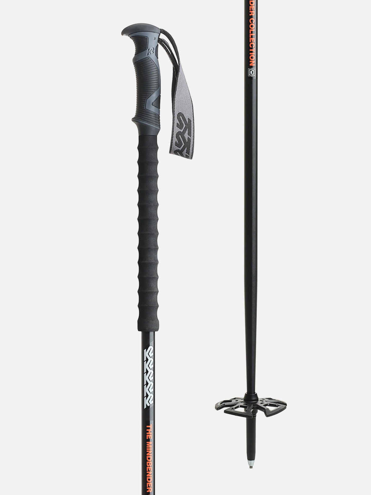 K2 Mindbender Ski Poles - Black, grip and basket detail