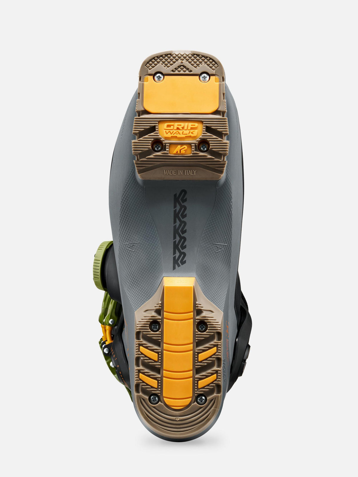 K2 Men's Recon 100 BOA Ski Boots 2027 - Black/Grey/Green, sole view