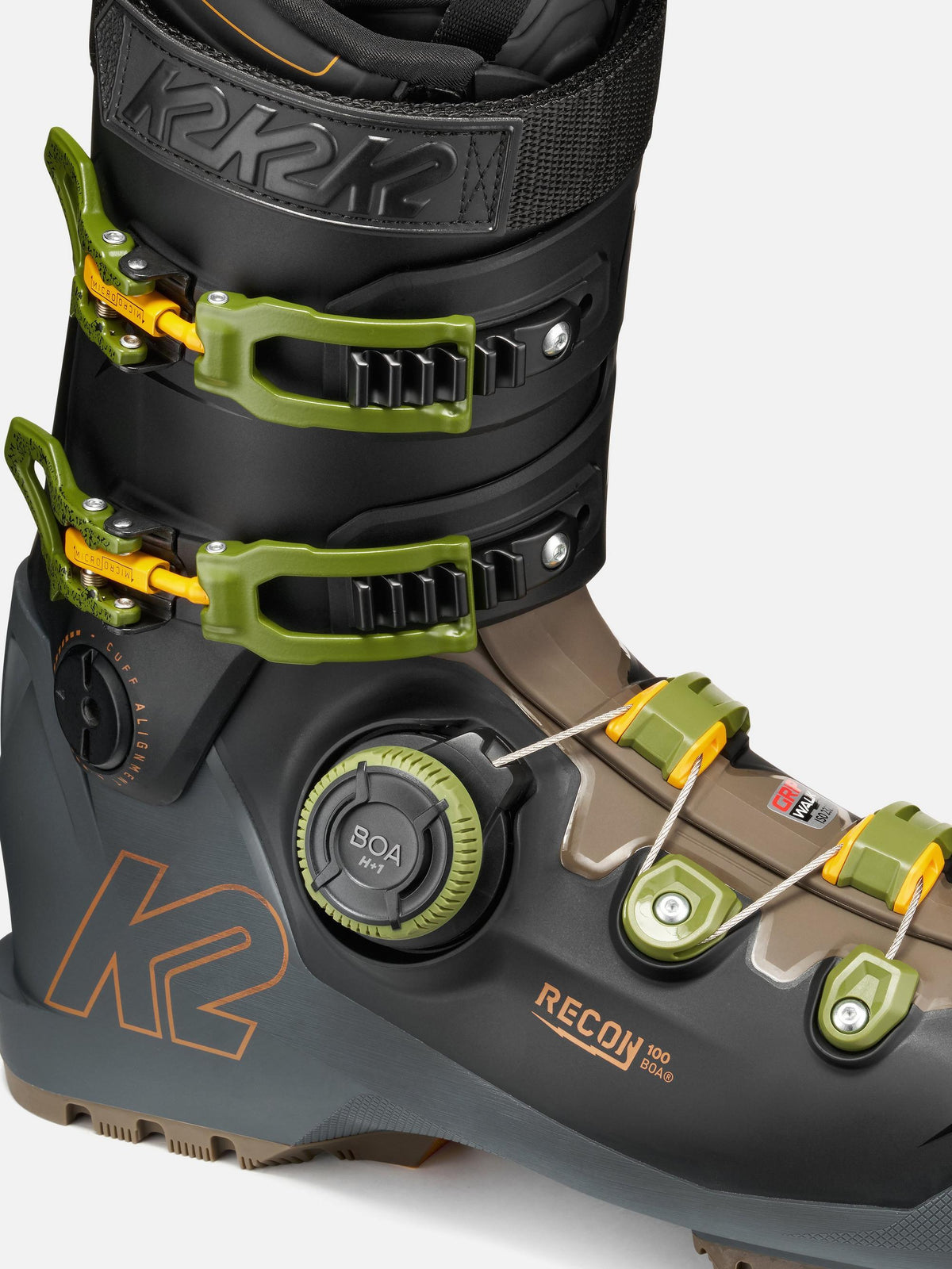 K2 Men's Recon 100 BOA Ski Boots 2027 - Black/Grey/Green, detail view