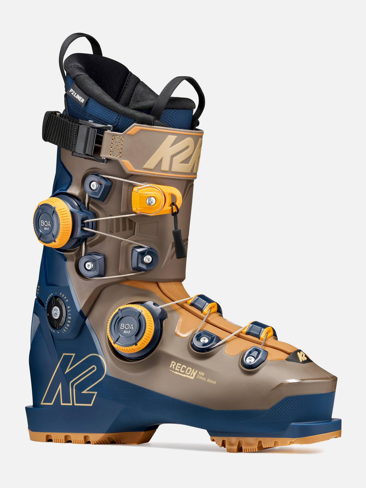 K2 Men's Recon 120 Zonal BOA Ski Boots 2027 - Blue/Bronze, front three-quarter view