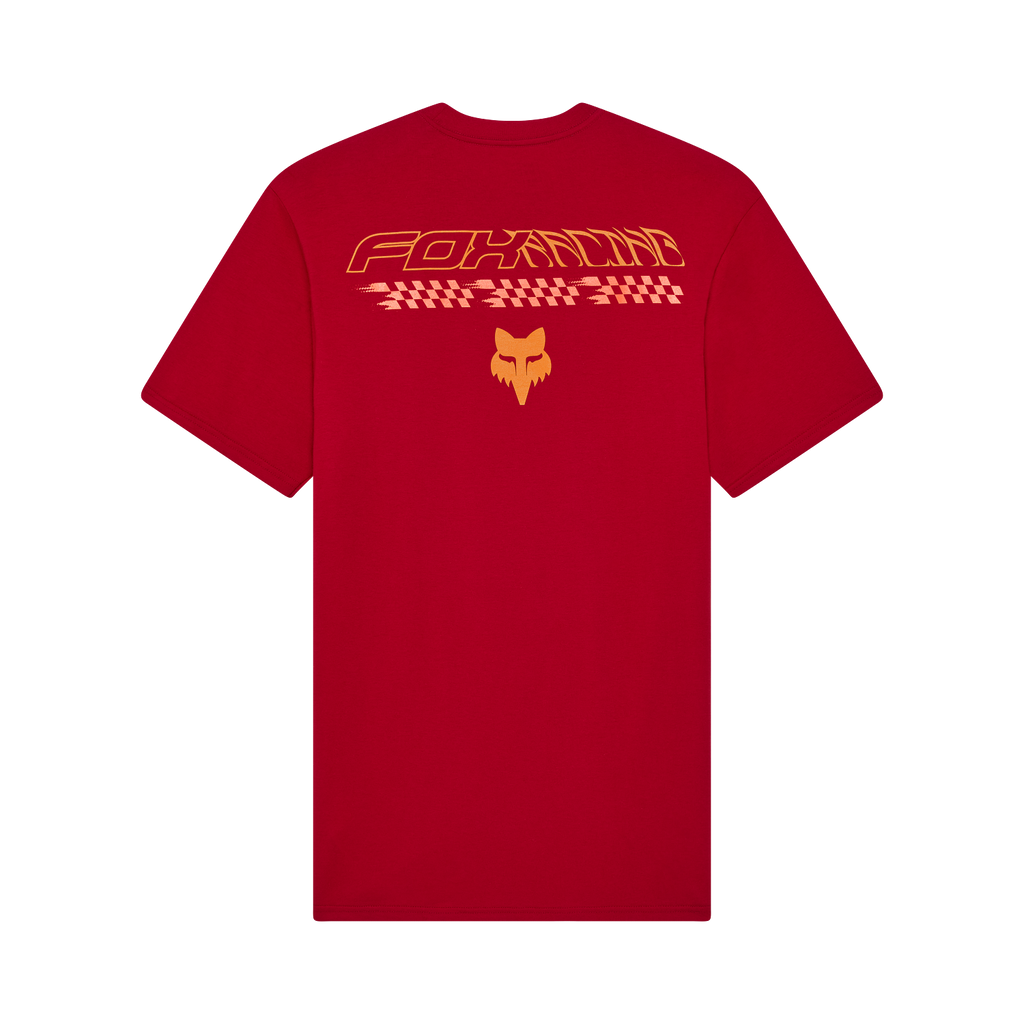 Fox Men's Checkered Premium Tee - Cardinal Red - Back