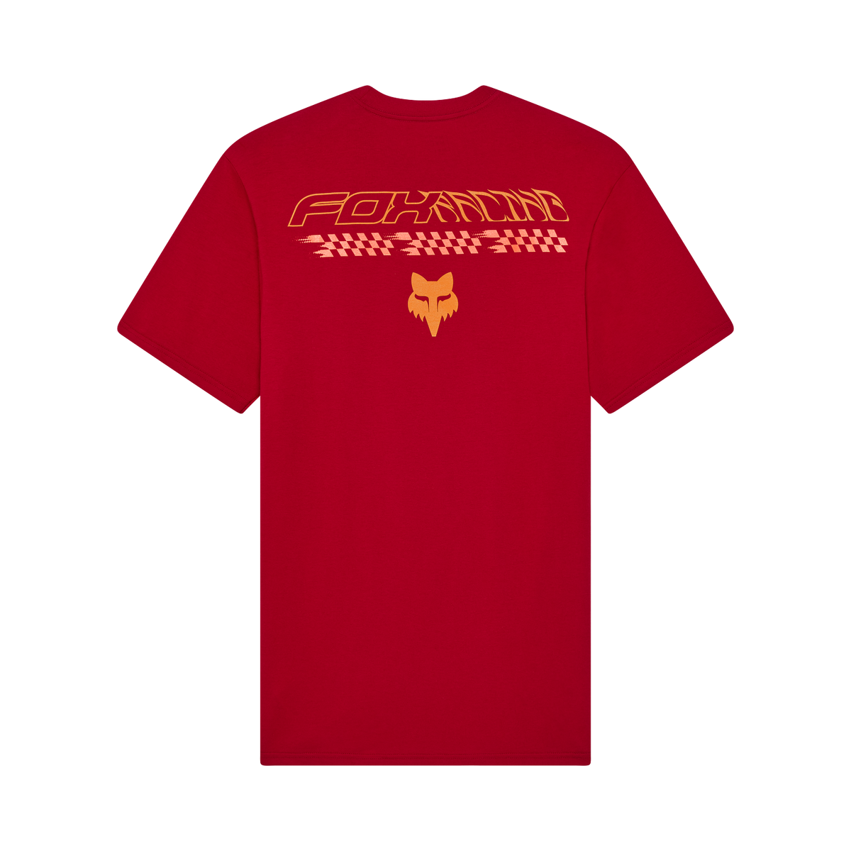 Fox Men's Checkered Premium Tee - Cardinal Red - Back