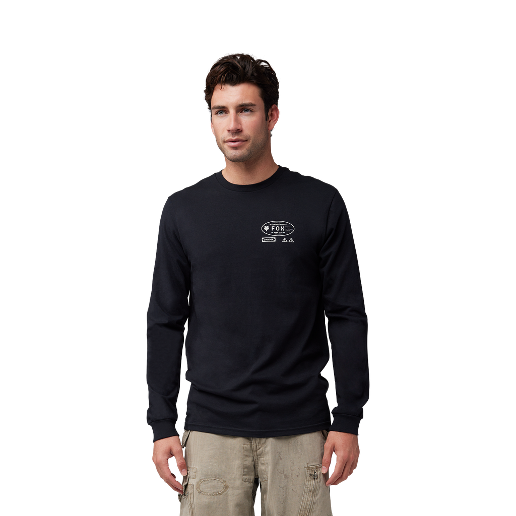 Fox Stamped Long Sleeve Premium Tee - Black - Detail